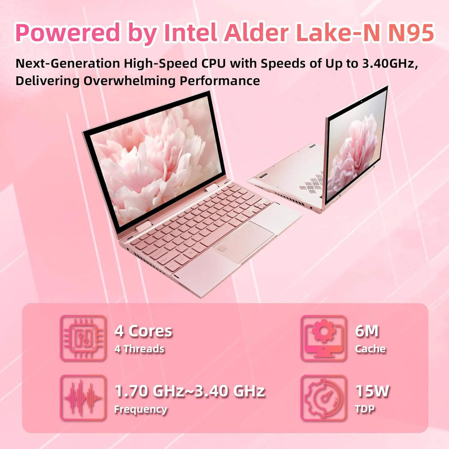 لپ تاپ لمسی 10.95 اینچی 2K BINTEC، لپ تاپ/کامپیوتر 2 در 1، Celeron N95 (تا 3.4 گیگاهرتز)، 16 گیگابایت رم DDR5، نوت بوک 360 درجه چرخان، حسگر اثر انگشت، صفحه کلید با نور پس زمینه، ویندوز 11/آفیس 2024 (16+256G)