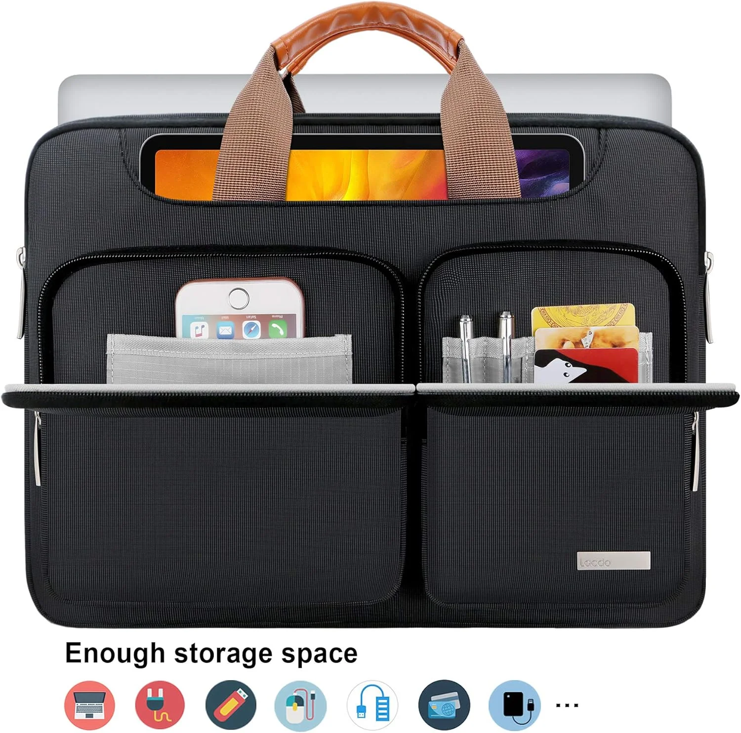 کیف لپ تاپ محافظ 360 درجه لاکدو 15.6 اینچی مناسب برای Acer Aspire 5 3/Chromebook، Asus Vivobook Zenbook 15، Lenovo Thinkpad، MSI GF65، Dell Inspiron، HP Spectre X360 Computer، مشکی