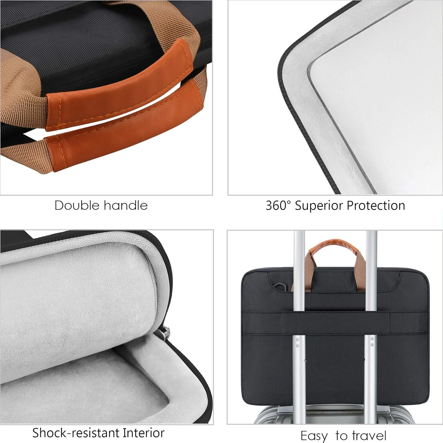 کیف لپ تاپ محافظ 360 درجه لاکدو 15.6 اینچی مناسب برای Acer Aspire 5 3/Chromebook، Asus Vivobook Zenbook 15، Lenovo Thinkpad، MSI GF65، Dell Inspiron، HP Spectre X360 Computer، مشکی