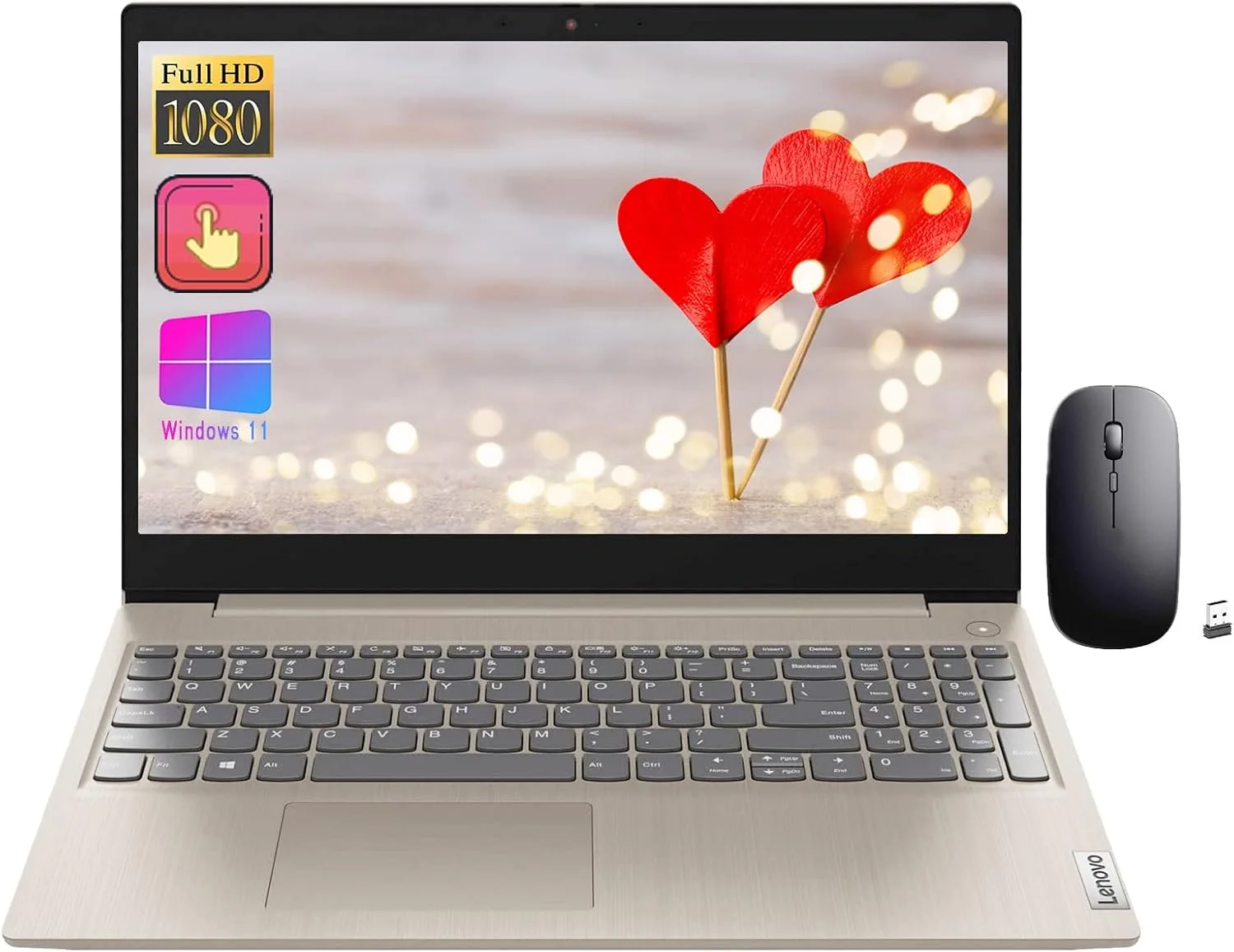 لپ تاپ لنوو Ideapad 3i، صفحه نمایش لمسی 15.6 اینچی FHD، پردازنده Intel Core i3-1115G4، رم 20 گیگابایتی DDR4، حافظه SSD NVMe TLC 1 ترابایتی، گرافیک Intel UHD، ویندوز 11 S، به همراه ماوس بی سیم TWE، رنگ ماسه ای