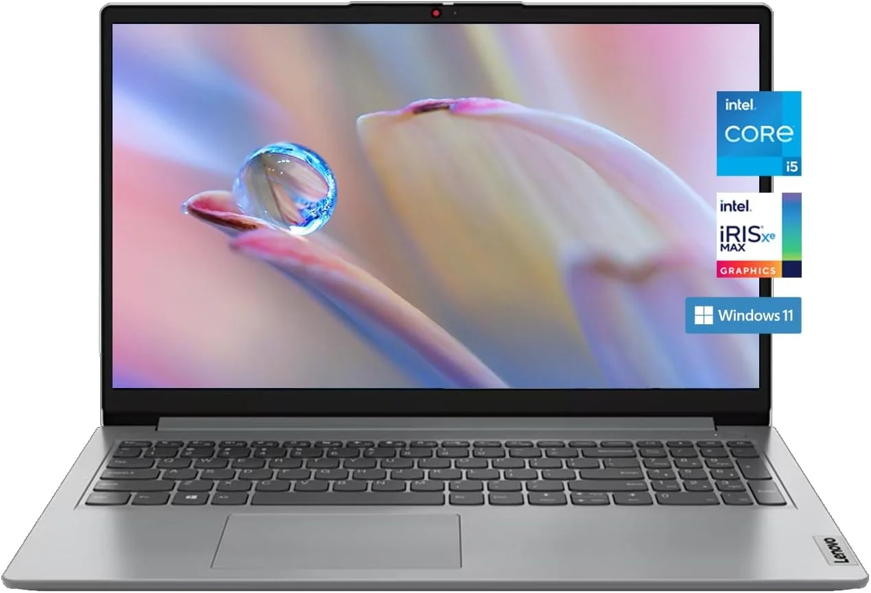 لپ تاپ تجاری و خانگی Lenovo Ideapad 1i با صفحه نمایش 15.6 اینچی FHD ضد تابش نور، پردازنده Intel Core i5-1235U، رم 16 گیگابایتی DDR4، حافظه SSD 512 گیگابایتی، وب کم، Wi-Fi، HDMI، بلوتوث، ویندوز 11، خاکستری ابری، همراه با GaLiMu
