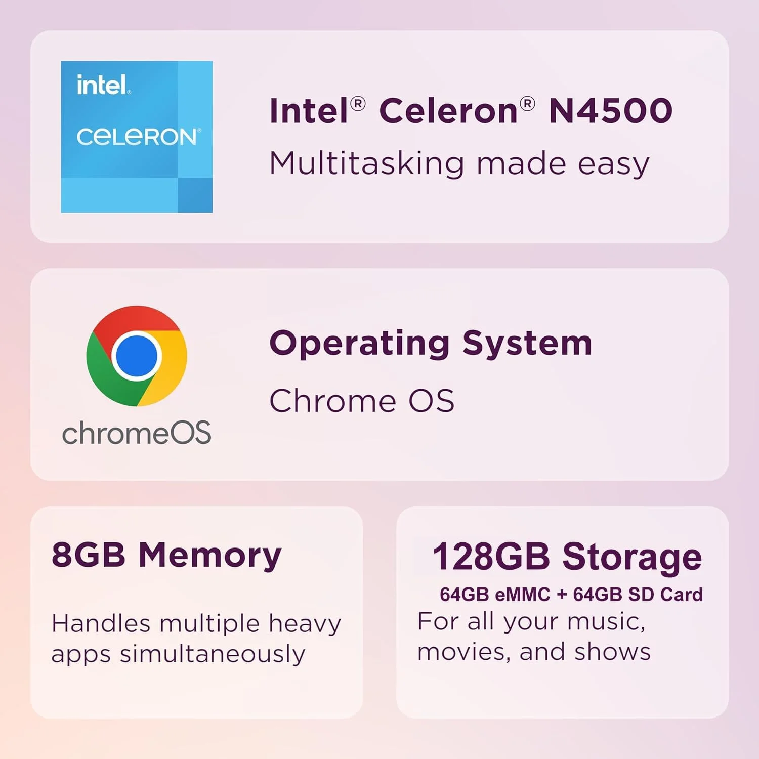 لپ تاپ Lenovo Chromebook 15 Ideapad 3i (صفحه نمایش 15.6 اینچی FHD، رم 8 گیگابایتی، حافظه 128 گیگابایتی (64 گیگابایت eMMC + 64 گیگابایت کارت SD)، پردازنده Intel Celeron)، لپ تاپ خانگی و دانشجویی، صفحه کلید عددی، وب کم، عمر باتری طولانی 10 ساعته، سیستم عامل Chrome، آبی تیره لپ تاپ Lenovo Chromebook 15 Ideapad 3i (صفحه نمایش 15.6 اینچی FHD، رم 8 گیگابایتی، حافظه 128 گیگابایتی (64 گیگابایت eMMC + 64 گیگابایت کارت SD)، پردازنده Intel Celeron)، لپ تاپ خانگی و دانشجویی، صفحه کلید عددی، وب کم، عمر باتری طولانی 10 ساعته، سیستم عامل Chrome، آبی تیره