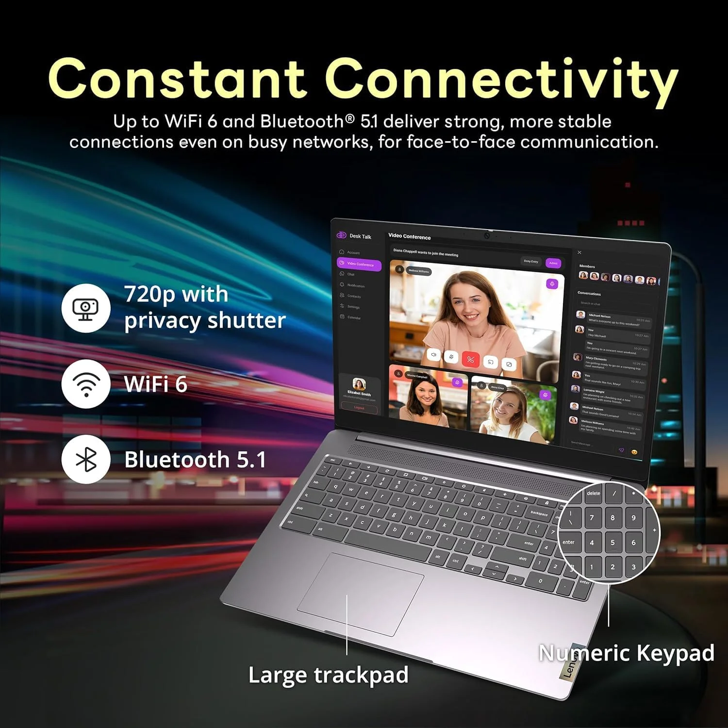 لپ تاپ Chromebook Premium Lenovo 15.6 اینچی FHD Slim Light مناسب برای کسب و کار و دانشجو، پردازنده Intel Celeron N4500، رم 4 گیگابایتی، حافظه 192 گیگابایتی (64 گیگابایت eMMC + کارت 128 گیگابایتی)، WiFi 6، باتری بادوام، Chrome OS HubxcelAccessory