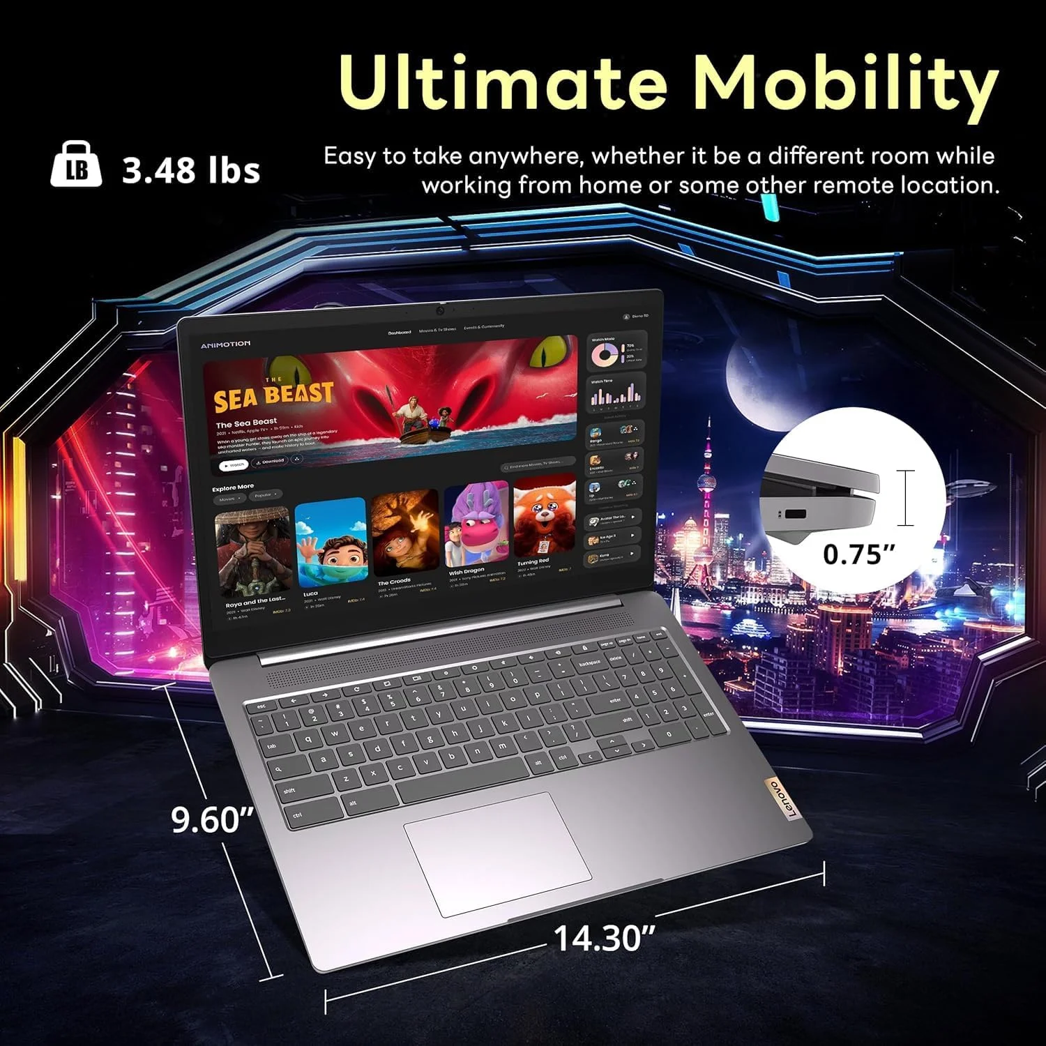 لپ تاپ Chromebook Premium Lenovo 15.6 اینچی FHD Slim Light مناسب برای کسب و کار و دانشجو، پردازنده Intel Celeron N4500، رم 4 گیگابایتی، حافظه 192 گیگابایتی (64 گیگابایت eMMC + کارت 128 گیگابایتی)، WiFi 6، باتری بادوام، Chrome OS HubxcelAccessory