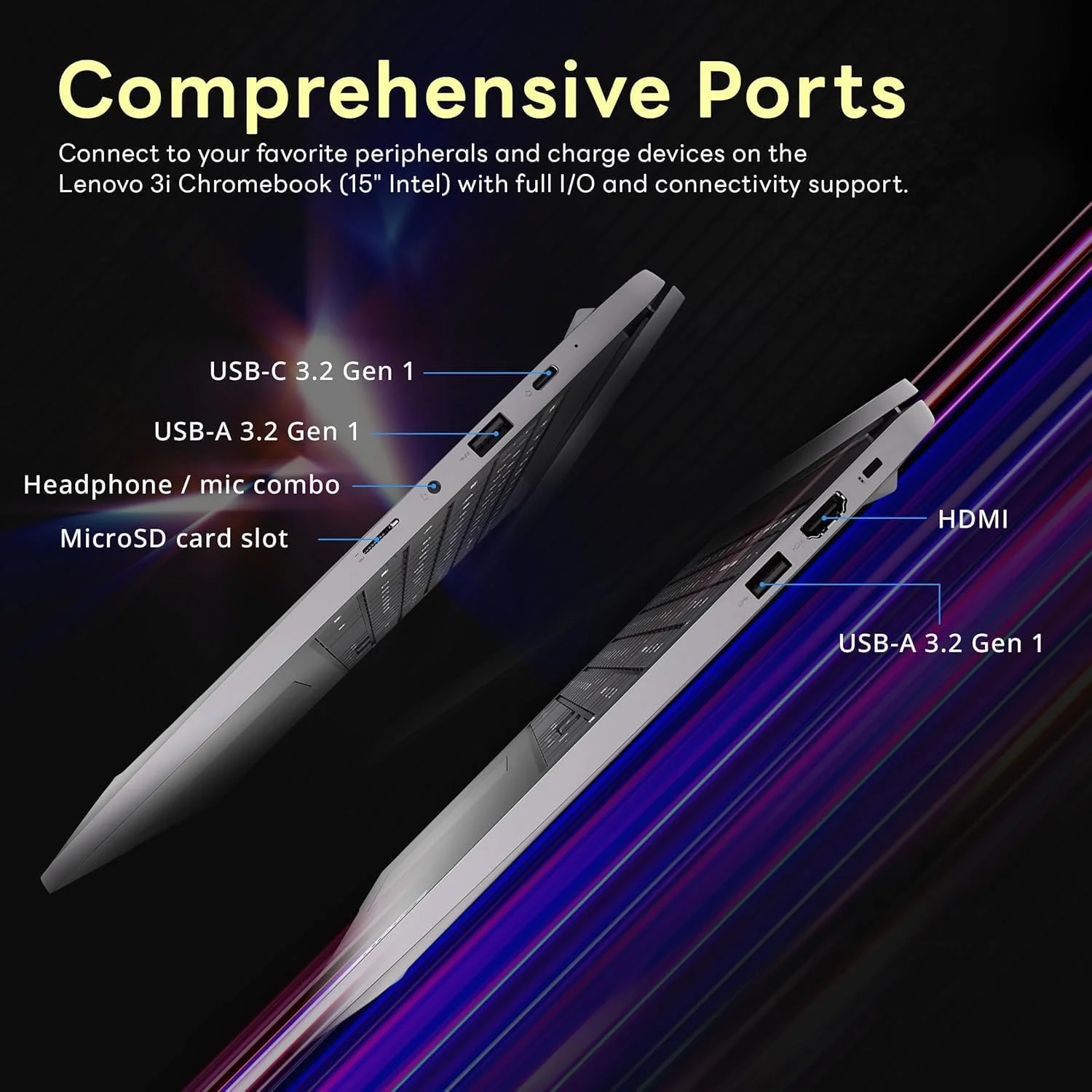 لپ تاپ Chromebook Premium Lenovo 15.6 اینچی FHD Slim Light مناسب برای کسب و کار و دانشجو، پردازنده Intel Celeron N4500، رم 4 گیگابایتی، حافظه 192 گیگابایتی (64 گیگابایت eMMC + کارت 128 گیگابایتی)، WiFi 6، باتری بادوام، Chrome OS HubxcelAccessory