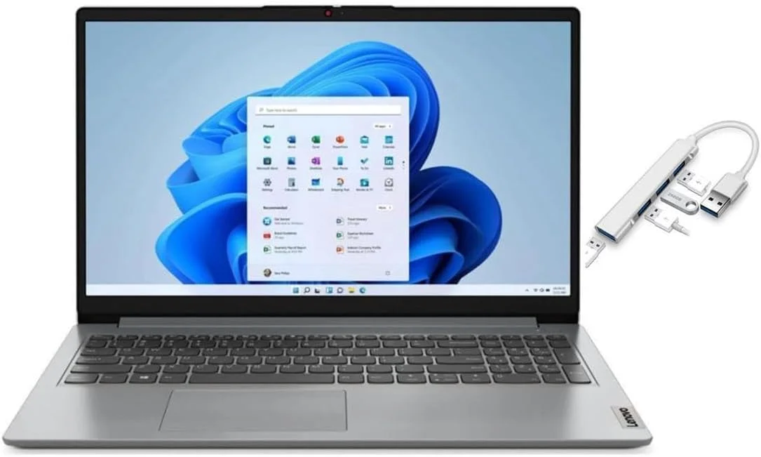 لپ تاپ 15.6 اینچی FHD لنوو IdeaPad 1i | اینتل سلرون N4500 | گرافیک Intel UHD | وب کم 720P | بلوتوث 5 | خاکستری | 4 گیگابایت رم | 128 گیگابایت SSD | ویندوز 11 S | همراه با هاب USB 3.0