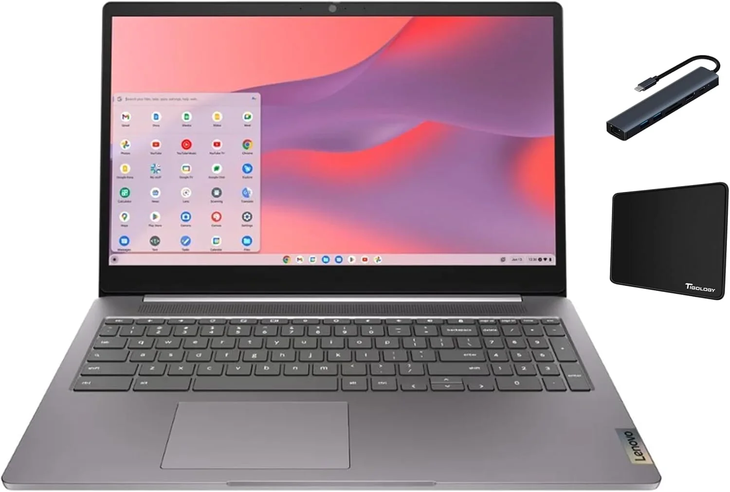 لپ تاپ 15.6 اینچی FHD لنوو IdeaPad 3i Chromebook، پردازنده Intel Celeron N4500، حافظه 4 گیگابایتی، حافظه ذخیره سازی 64 گیگابایتی eMMC، سیستم عامل Chrome، خاکستری قطبی با لوازم جانبی