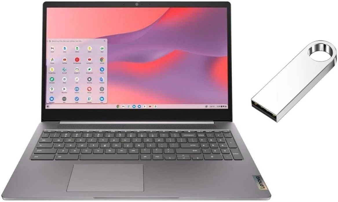 لپ تاپ لنوو IdeaPad 3i Chromebook با صفحه نمایش 15.6 اینچی FHD 1920 x 1080 | پردازنده Intel Celeron N4500 1.1GHz | گرافیک Intel UHD | دوربین | خاکستری | 4 گیگابایت رم | 64 گیگابایت SSD | سیستم عامل Chrome | همراه با فلش مموری 64 گیگابایتی USB