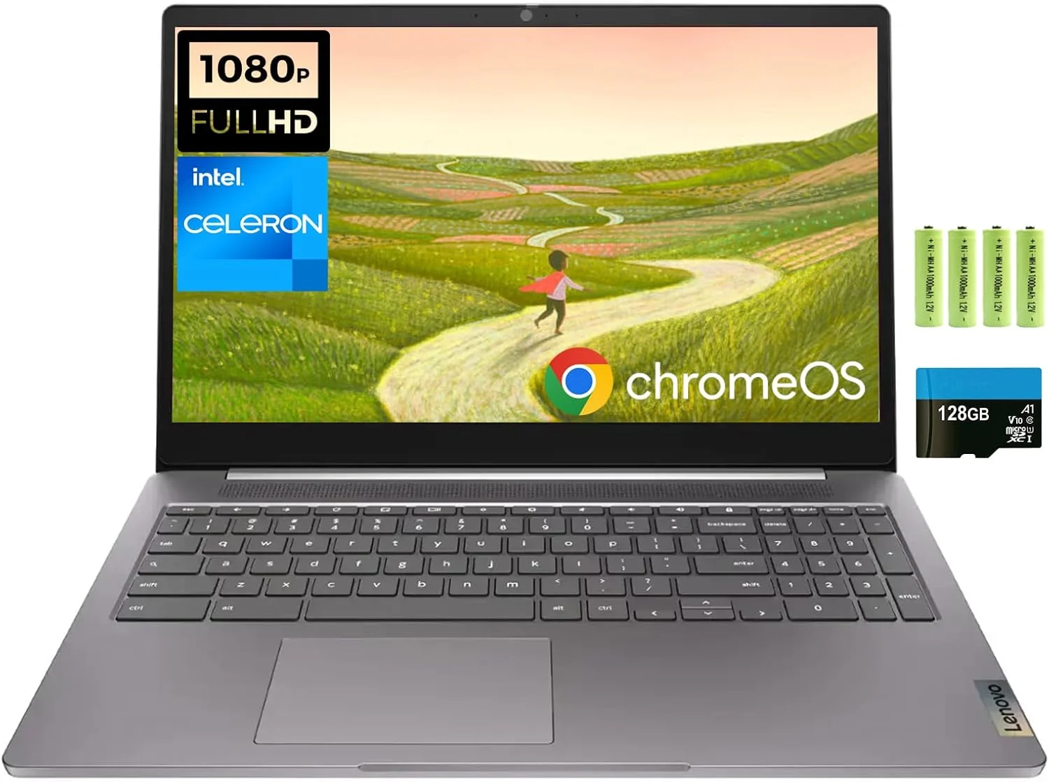 لپ تاپ کروم بوک 15.6 اینچی FHD لنوو IdeaPad 3i، پردازنده Intel Celeron N4500، رم 4 گیگابایتی، حافظه 192 گیگابایتی (64 گیگابایت eMMC + 128 گیگابایت حافظه فلش)، وب کم، Wi-Fi 6، بلوتوث، کارت خوان SD، HDMI، خاکستری قطبی، سیستم عامل Chrome