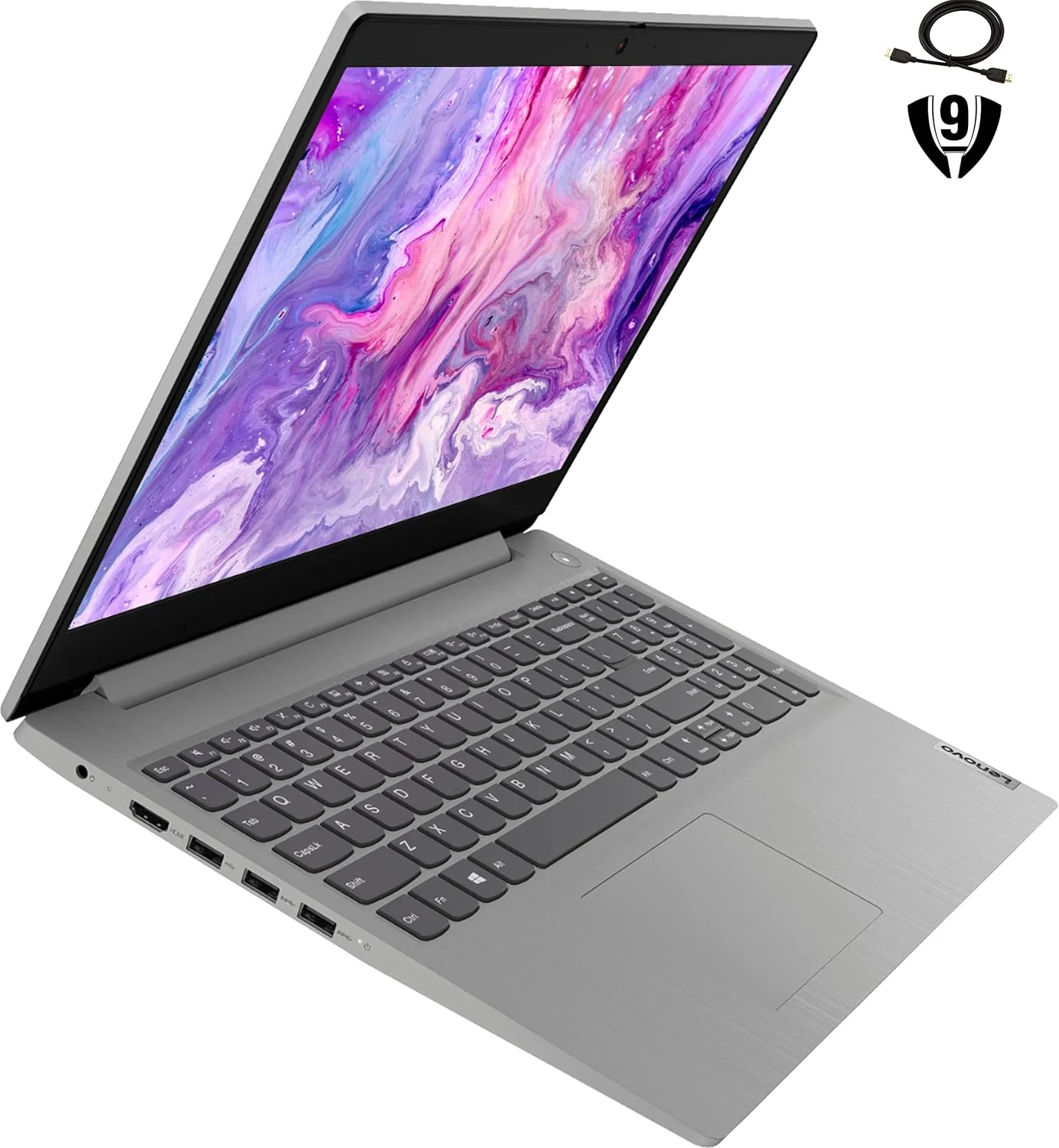 لپ تاپ جدید لنوو Ideapad 3 15، صفحه نمایش 15.6 اینچی FHD، پردازنده AMD Ryzen 3 3250U، رم 16 گیگابایتی DDR4، حافظه SSD 512 گیگابایتی، وب کم، HDMI، WiFi 5، وزن سبک، خاکستری پلاتینی، ویندوز 10