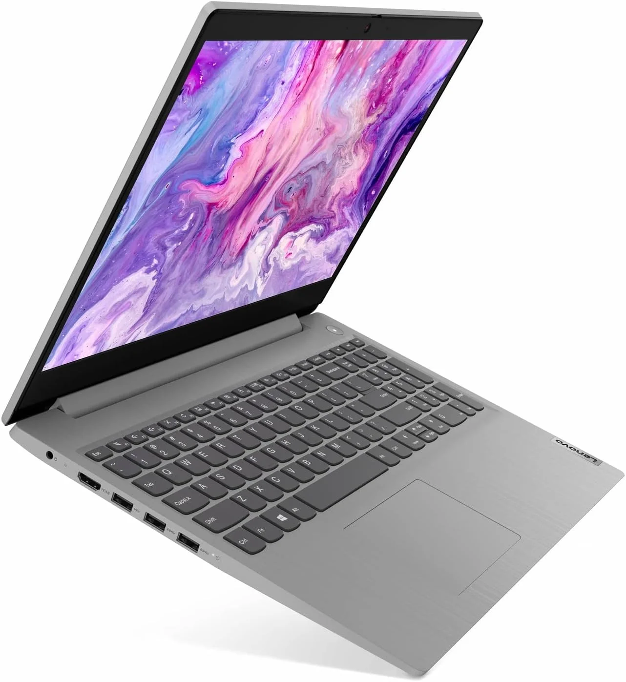 لپ تاپ 15.6 اینچی FHD لنوو IdeaPad 3i، پردازنده Core i3-1115G4 تا 4.10 گیگاهرتز، 8 گیگابایت رم DDR4، 256 گیگابایت PCIe SSD، HDMI، USB، WiFi، صفحه کلید، کارت خوان SD، وب کم، حسگر اثر انگشت، خاکستری پلاتینی، ویندوز 11