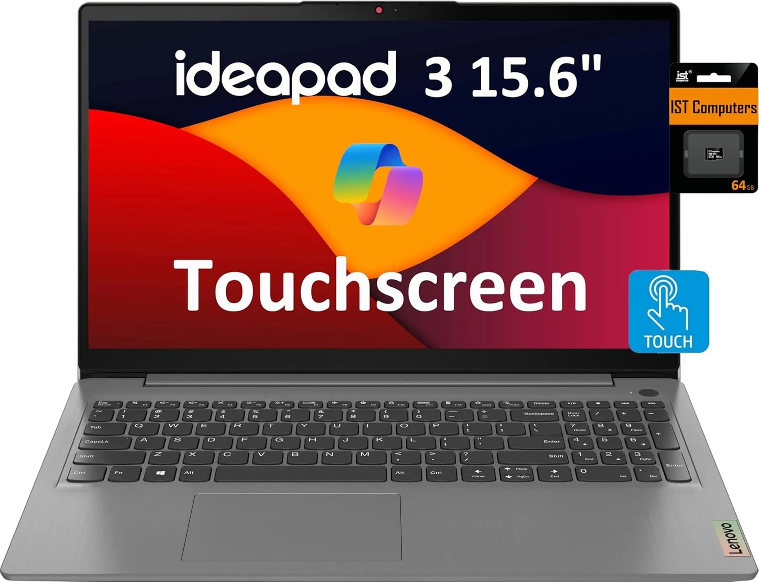 لپ تاپ لمسی 15.6 اینچی FHD لنوو IdeaPad 3 (رم 16 گیگابایت، SSD 512 گیگابایت، پردازنده Intel Core i3) برای دانش آموزان خانگی و دانشجویی، حاشیه باریک، وب کم، عمر باتری طولانی 12 ساعته، NumPad، کارت SD IST، ویندوز 11 هوم در S