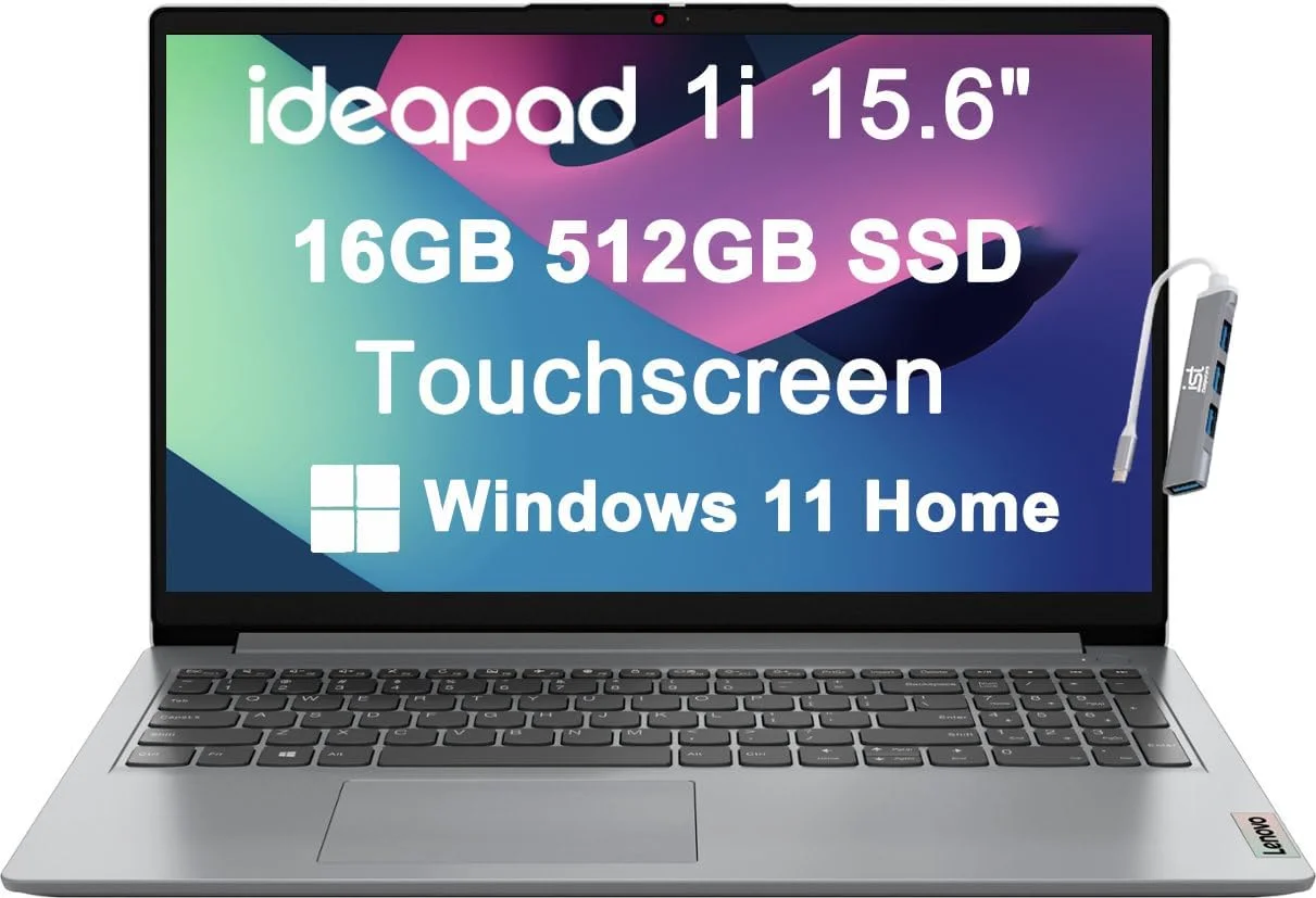 لپ تاپ لنوو IdeaPad 3 3i (صفحه نمایش لمسی 15.6 اینچی FHD، پردازنده Intel Core i5-1155G7، رم 16 گیگابایتی، SSD 512 گیگابایتی) حاشیه باریک، وب کم، عمر باتری طولانی 12 ساعته، Wi-Fi 6، IST SD، Win 11 Pro، مناسب برای کسب و کار و خانه، آبی تیره
