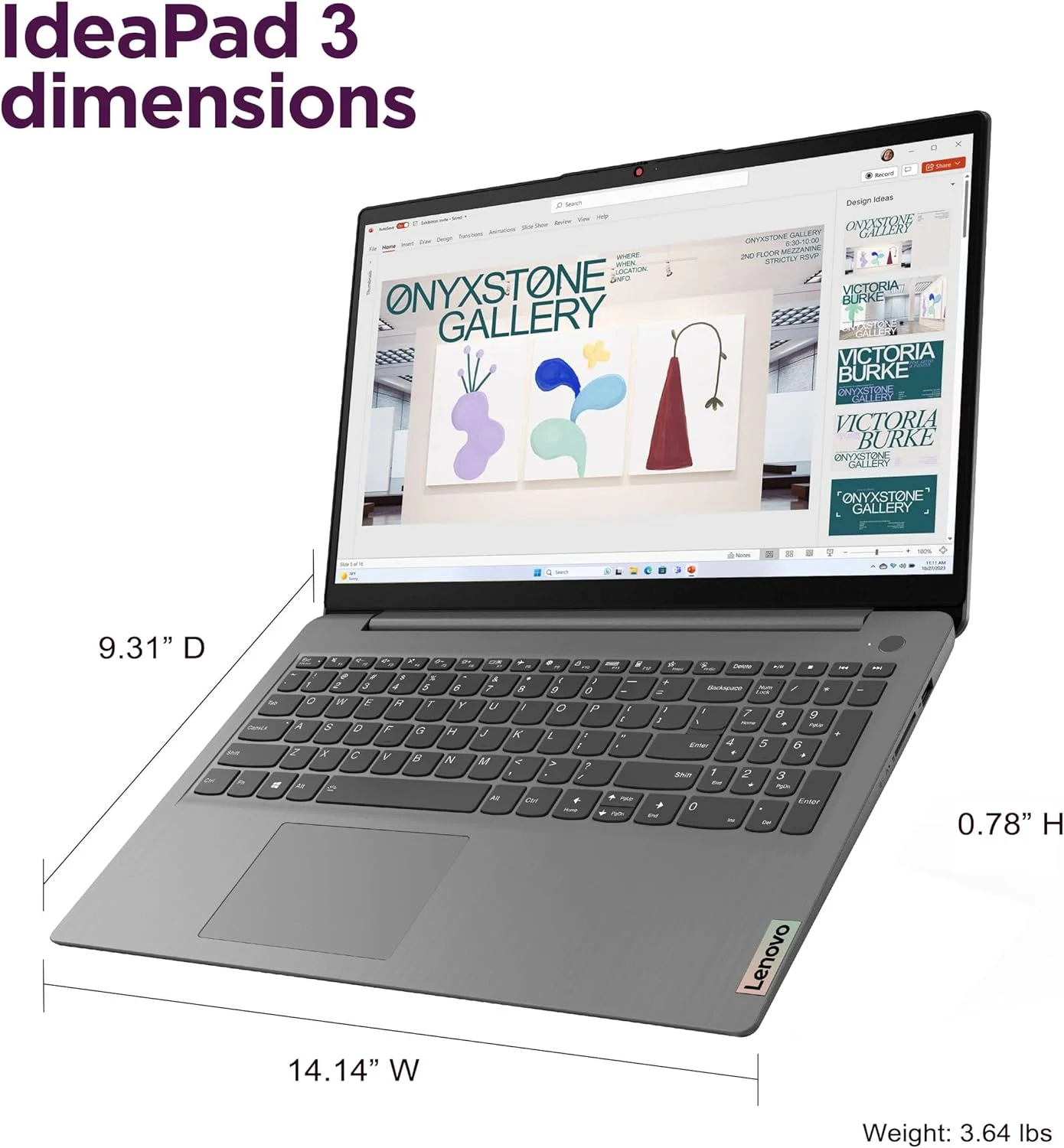 لپ تاپ لمسی 15.6 اینچی FHD لنوو IdeaPad 3 (رم 16 گیگابایت، SSD 512 گیگابایت، پردازنده Intel Core i3) برای دانش آموزان خانگی و دانشجویی، حاشیه باریک، وب کم، عمر باتری طولانی 12 ساعته، NumPad، کارت SD IST، ویندوز 11 هوم در S