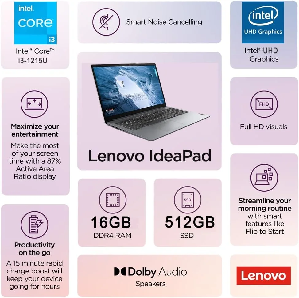 لپ تاپ لنوو IdeaPad 3 3i (صفحه نمایش لمسی 15.6 اینچی FHD، پردازنده Intel Core i5-1155G7، رم 16 گیگابایتی، SSD 512 گیگابایتی) حاشیه باریک، وب کم، عمر باتری طولانی 12 ساعته، Wi-Fi 6، IST SD، Win 11 Pro، مناسب برای کسب و کار و خانه، آبی تیره لپ تاپ لنوو IdeaPad 3 3i (صفحه نمایش لمسی 15.6 اینچی FHD، پردازنده Intel Core i5-1155G7، رم 16 گیگابایتی، SSD 512 گیگابایتی) حاشیه باریک، وب کم، عمر باتری طولانی 12 ساعته، Wi-Fi 6، IST SD، Win 11 Pro، مناسب برای کسب و کار و خانه، آبی تیره