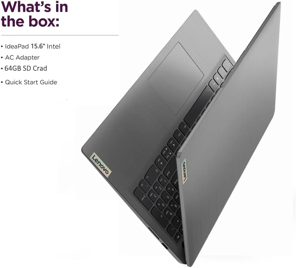 لپ تاپ لمسی 15.6 اینچی FHD لنوو IdeaPad 3 (رم 16 گیگابایت، SSD 512 گیگابایت، پردازنده Intel Core i3) برای دانش آموزان خانگی و دانشجویی، حاشیه باریک، وب کم، عمر باتری طولانی 12 ساعته، NumPad، کارت SD IST، ویندوز 11 هوم در S