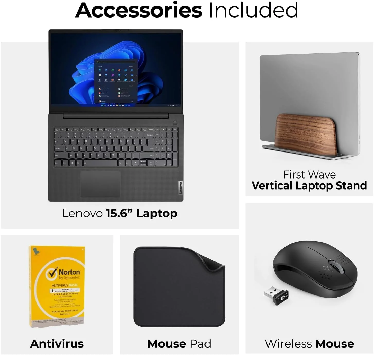 لپ تاپ تجاری جدید Lenovo v15 Gen 4، صفحه نمایش 15.6 اینچی FHD، نسل سیزدهم Intel i5-13420H، ویندوز 11 پرو، وب کم، WiFi، مشکی - به همراه پایه لپ تاپ، ماوس، آنتی ویروس و پد (رم 16 گیگابایت | 1 ترابایت SSD)