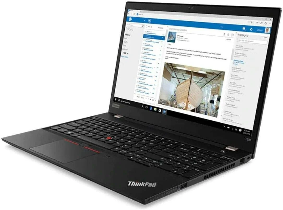لپ تاپ لنوو ThinkPad T590 (بازسازی شده)، صفحه نمایش 15.6 اینچی FHD (1920 x 1080) غیر لمسی، پردازنده نسل هشتم Intel Core i7-8565U، رم 16 گیگابایتی، SSD 512 گیگابایتی، ویندوز 10 پرو