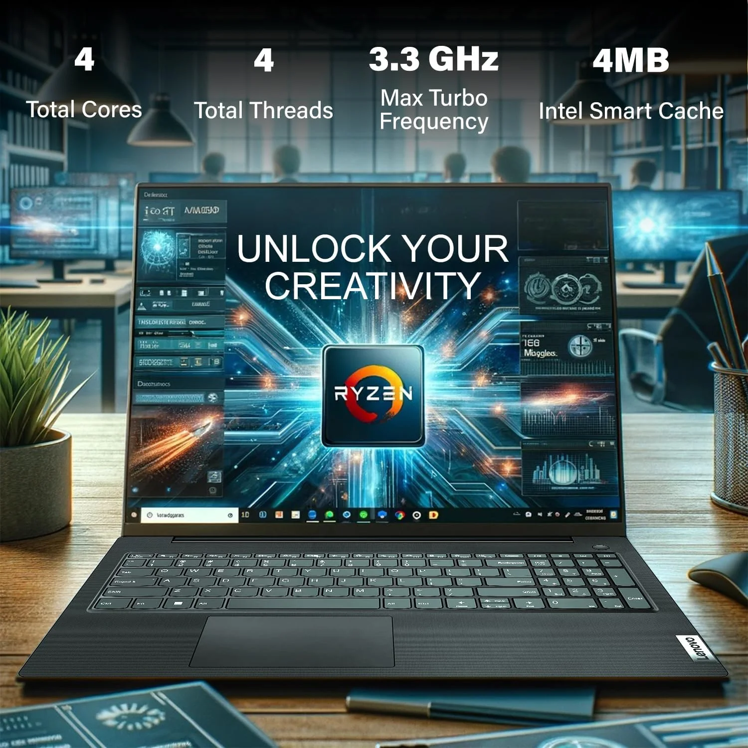 لپ تاپ لنوو V15 Gen 4، صفحه نمایش 15.6 اینچی FHD، پردازنده AMD Ryzen 3 7320U، عمر باتری طولانی، RJ-45، USB-C، HDMI، همراه با بسته نرم افزاری WOWPC، ویندوز 11 پرو (16 گیگابایت رم | 2 ترابایت PCIe SSD)