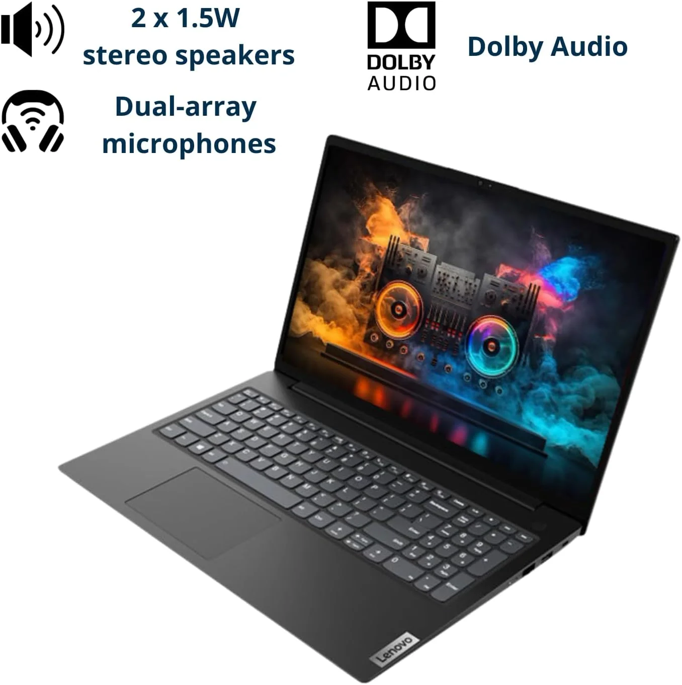 لپ تاپ لنوو V15، صفحه نمایش 15.6 اینچی FHD، پردازنده شش هسته ای AMD Ryzen 5 5500U (بهتر از Intel i7-1065G7)، رم 40 گیگابایتی، SSD 1 ترابایتی، HDMI، RJ45، صفحه کلید عددی، Wi-Fi، ویندوز 11 پرو، مشکی