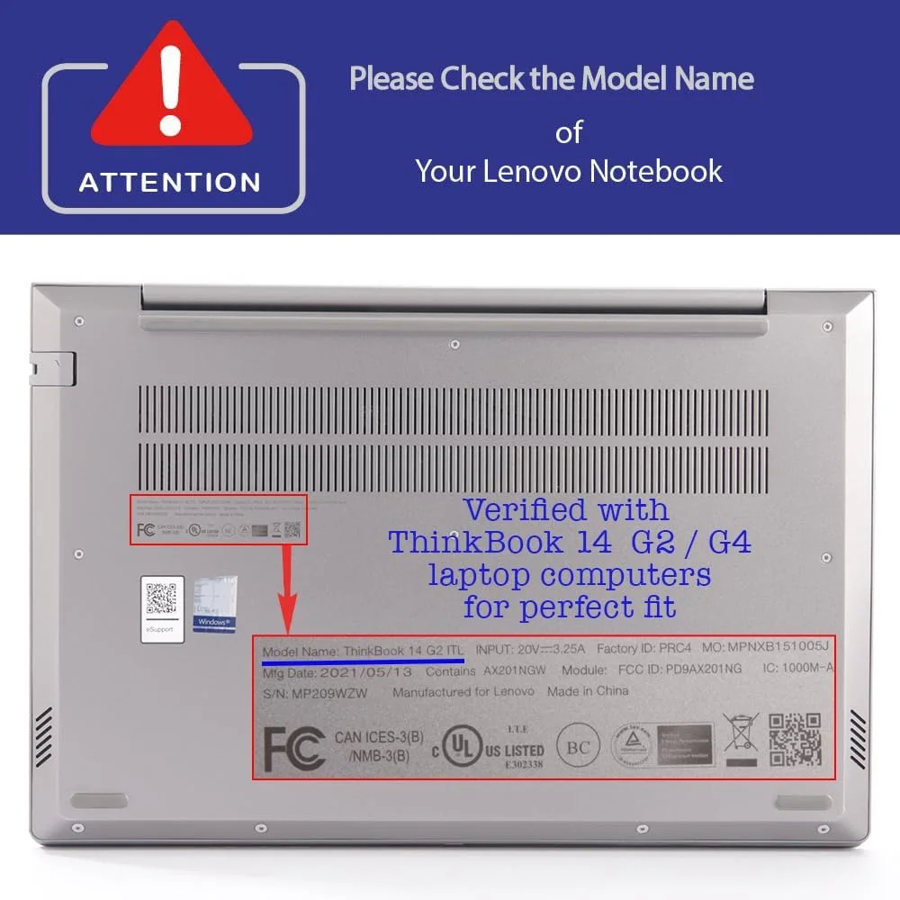 کاور محافظ mCover سازگار فقط با لپ‌تاپ‌های سری Lenovo ThinkBook 14 G2 / G3 / G4 / G5 (سازگار با مدل‌های دیگر لنوو نیست) 2021-2023، بنفش