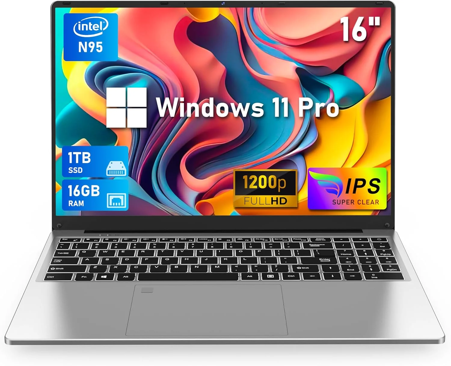 لپ تاپ کامپیوتر نیاکون، لپ تاپ های گیمینگ 2025، لپ تاپ 16 اینچی PC Win 11 Pro، رم 16 گیگابایتی SSD 1 ترابایتی، پردازنده N95 (تا 3.4 گیگاهرتز)، کیبورد با نور پس زمینه، برای کسب و کار و دانشجویان