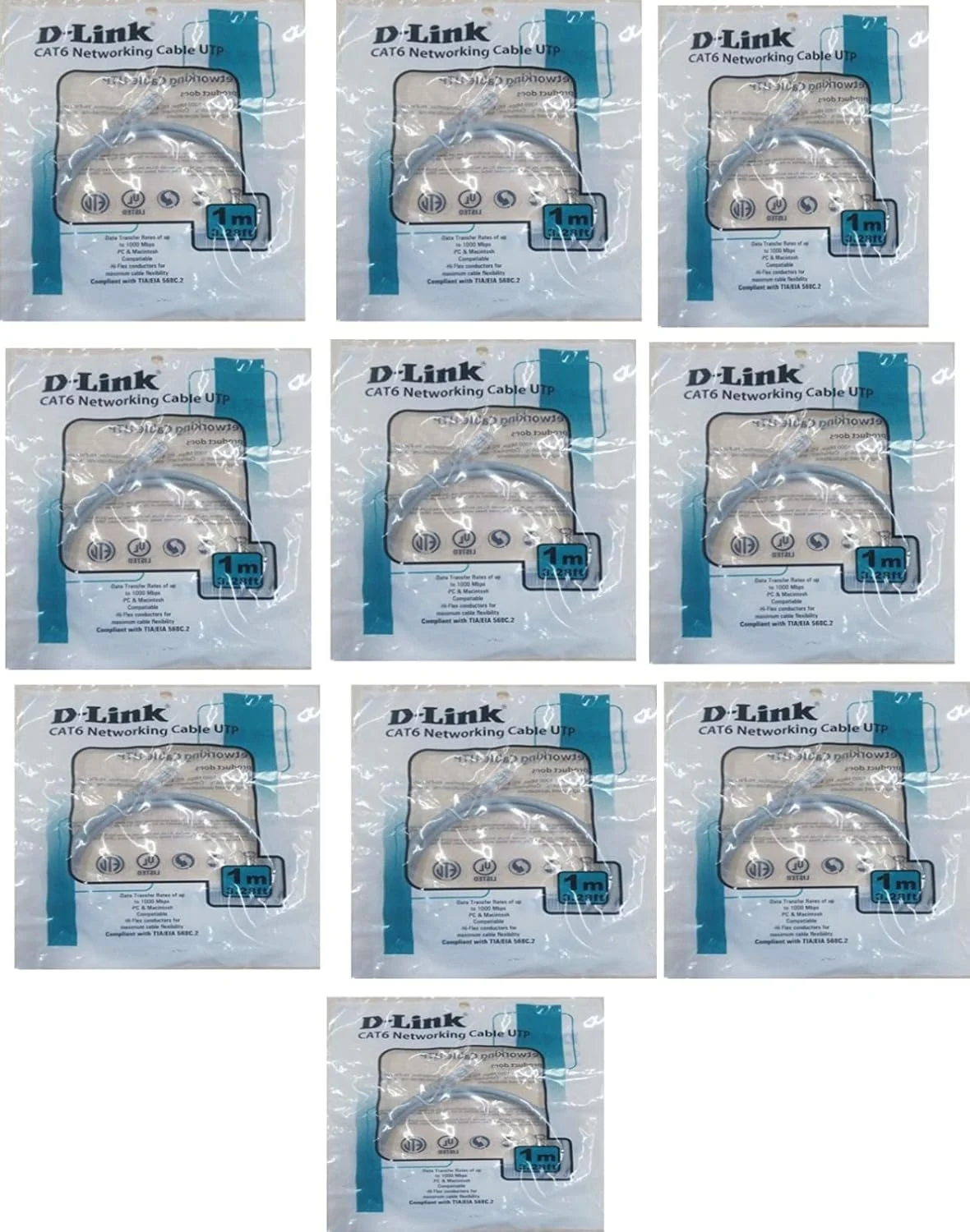 کابل پچ کورد دی-لینک Cat6، طول 1 متر (بسته 10 عددی)