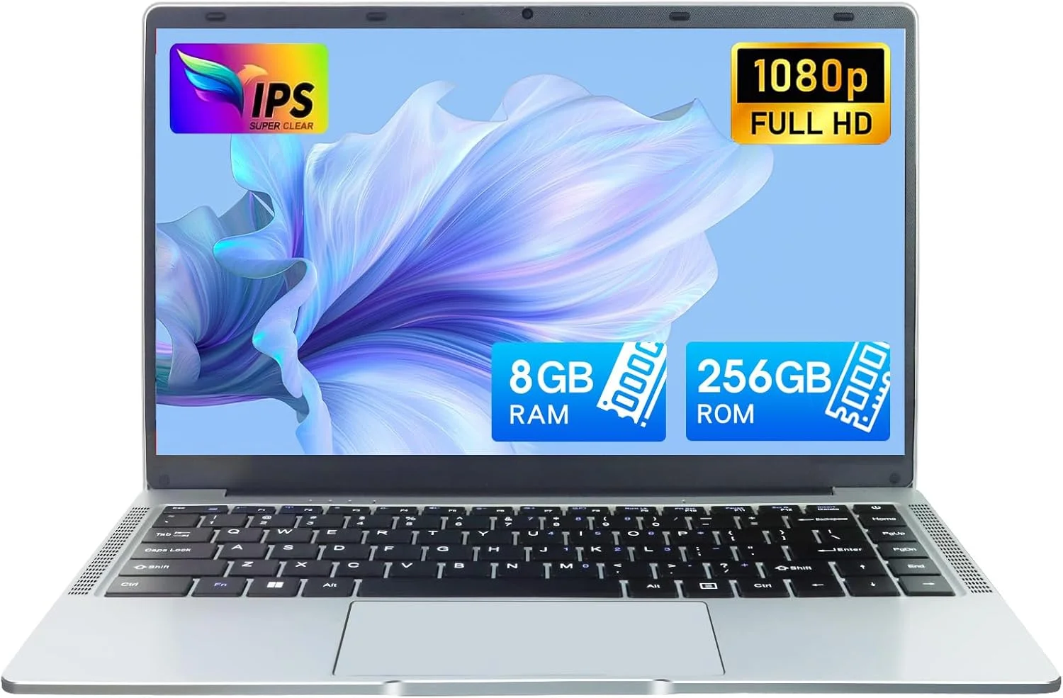 لپ تاپ اولترابوک 14 اینچی Zyphionix، رم 8 گیگابایتی، حافظه داخلی 256 گیگابایتی SSD، ویندوز 11 پرو، رزولوشن 1920x1080 پیکسل، پردازنده Celeron N4120 (تا 2.6 گیگاهرتز)، وای فای دوگانه، 2 پورت USB 3.0، برچسب کیبورد آلمانی