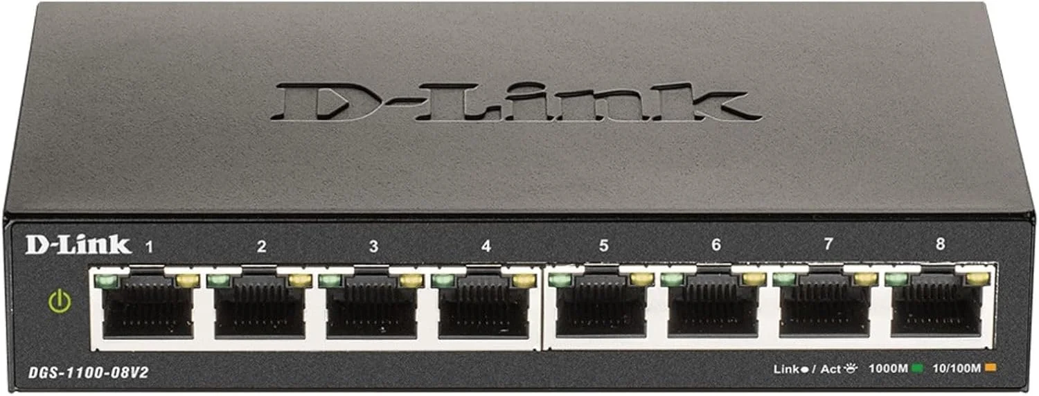 سوئیچ مدیریتی هوشمند گیگابیتی 8 پورت D-Link | 8 پورت GbE | L2 | VLAN | تشخیص کابل | مدیریت وب | رومیزی | بدون فن | سازگار با NDAA (DGS-1100-08V2/RE) (بازسازی شده)