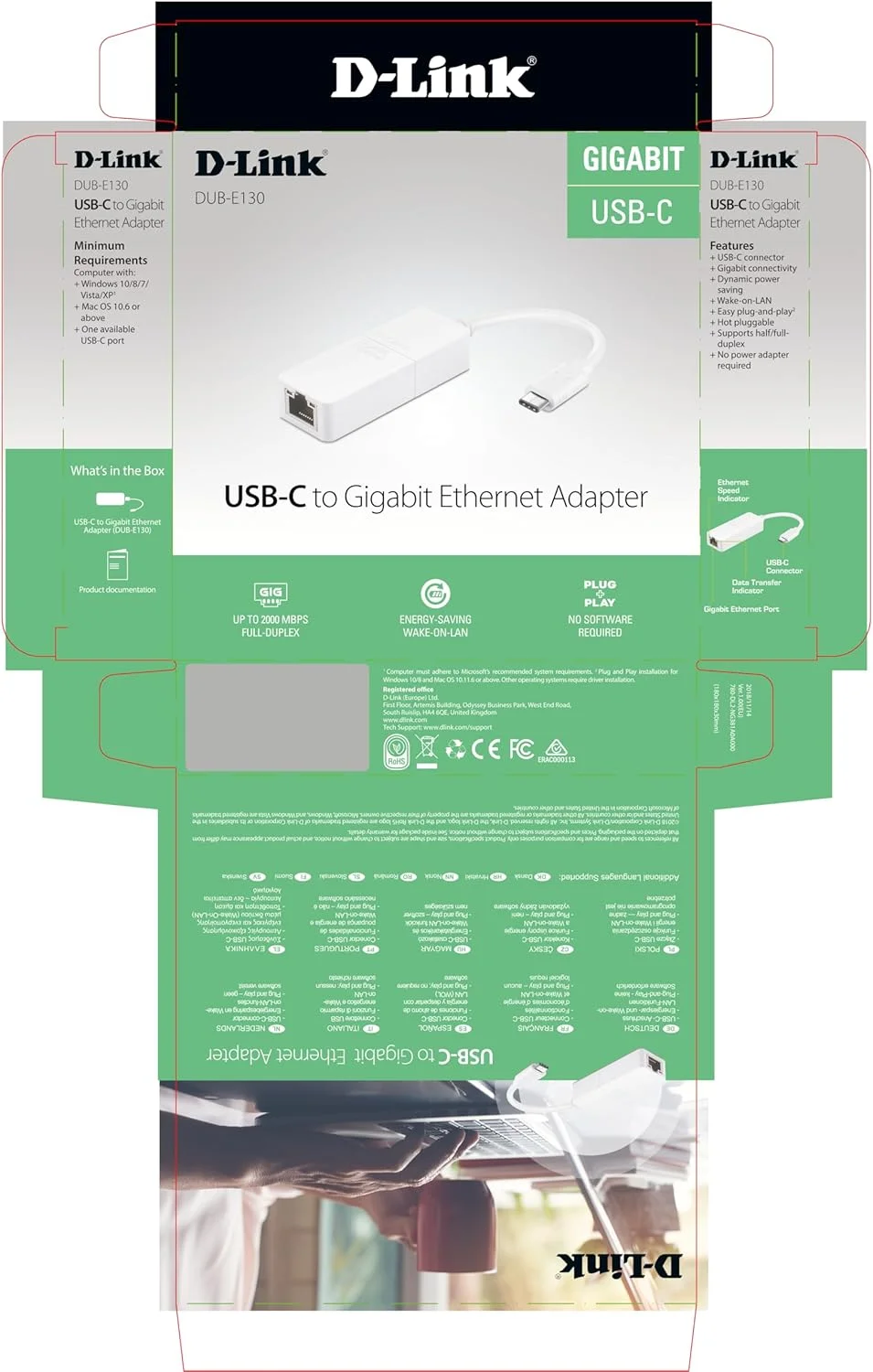 کارت شبکه دی-لینک DUB-E130 USB Type C 3.0 گیگابیتی اترنت RJ45 10/100/1000 مگابیت بر ثانیه برای ویندوز و MacOS - سفید کارت شبکه دی-لینک DUB-E130 USB Type C 3.0 گیگابیتی اترنت RJ45 10/100/1000 مگابیت بر ثانیه برای ویندوز و MacOS - سفید