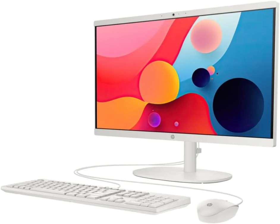 کامپیوتر همه کاره HP AIO 22-dg0012nh - صفحه نمایش 21.5 اینچی FHD VA، پردازنده Intel Core i3-N300، رم 8 گیگابایتی DDR5، حافظه SSD 512 گیگابایتی، Wi-Fi 6، ویندوز 11 پرو، شامل صفحه کلید و ماوس - سفید صدفی