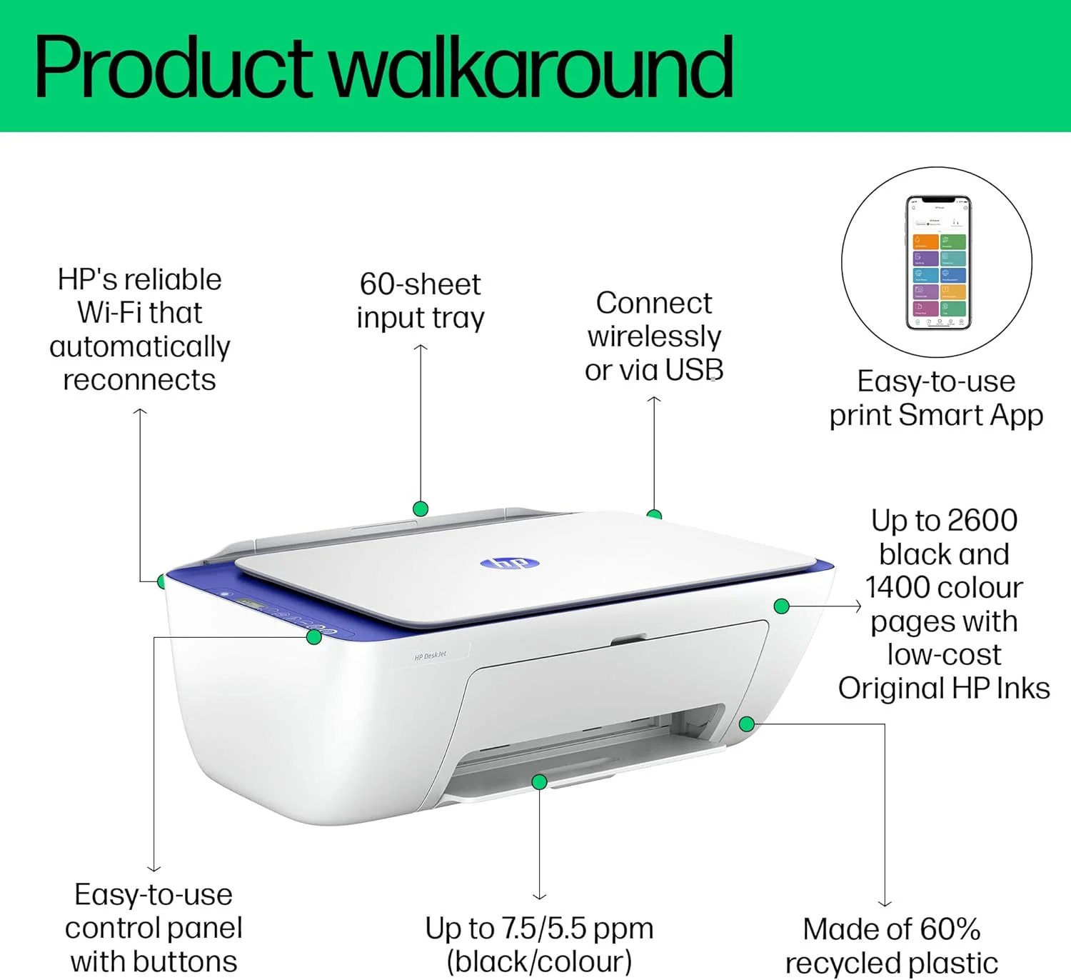 پرینتر جوهرافشان چندکاره بی سیم HP DeskJet Ink Advantage Ultra 4927، چاپ، اسکن، کپی، تا 2600 صفحه سیاه و سفید یا 1400 صفحه رنگی - [6W7G3B]
