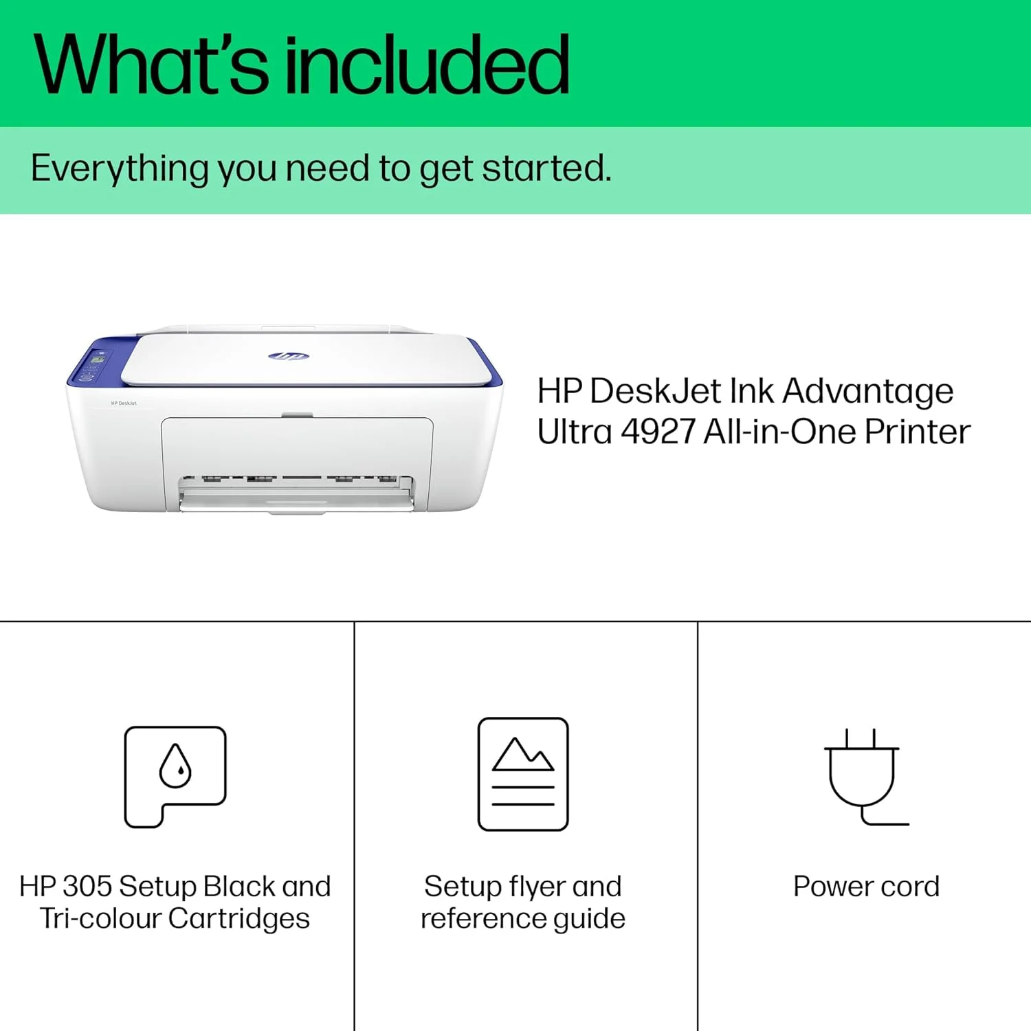 پرینتر جوهرافشان چندکاره بی سیم HP DeskJet Ink Advantage Ultra 4927، چاپ، اسکن، کپی، تا 2600 صفحه سیاه و سفید یا 1400 صفحه رنگی - [6W7G3B]