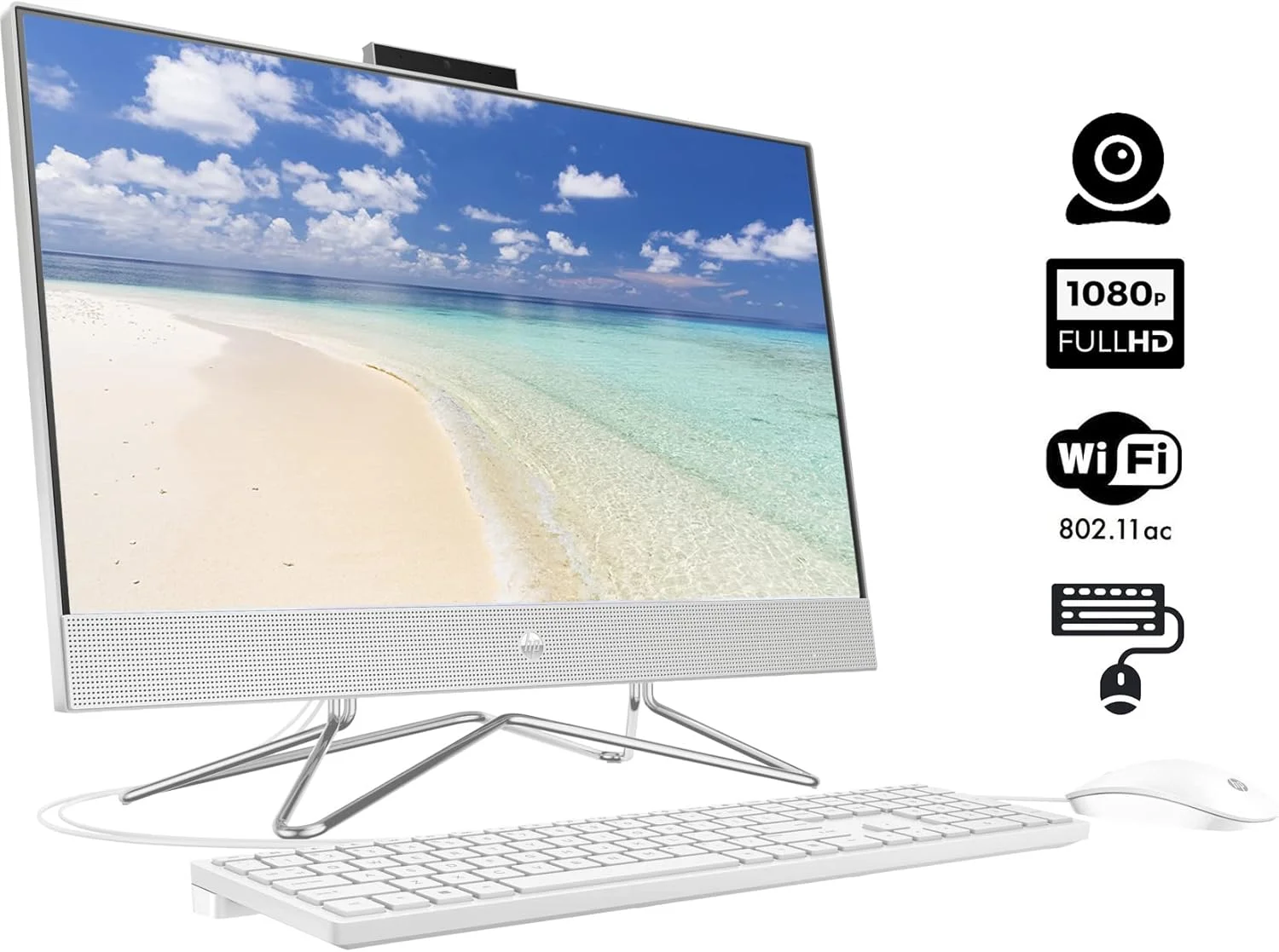 جدیدترین کامپیوتر دسکتاپ آل این وان HP، صفحه نمایش لمسی 23.8 اینچی Full HD، پردازنده نسل یازدهم Intel Core i7-1165G7، گرافیک Intel Iris Xe، رم 16 گیگابایتی، 256 گیگابایت SSD + 1 ترابایت HDD، وب کم، ویندوز 11 هوم (ارتقا یافته)