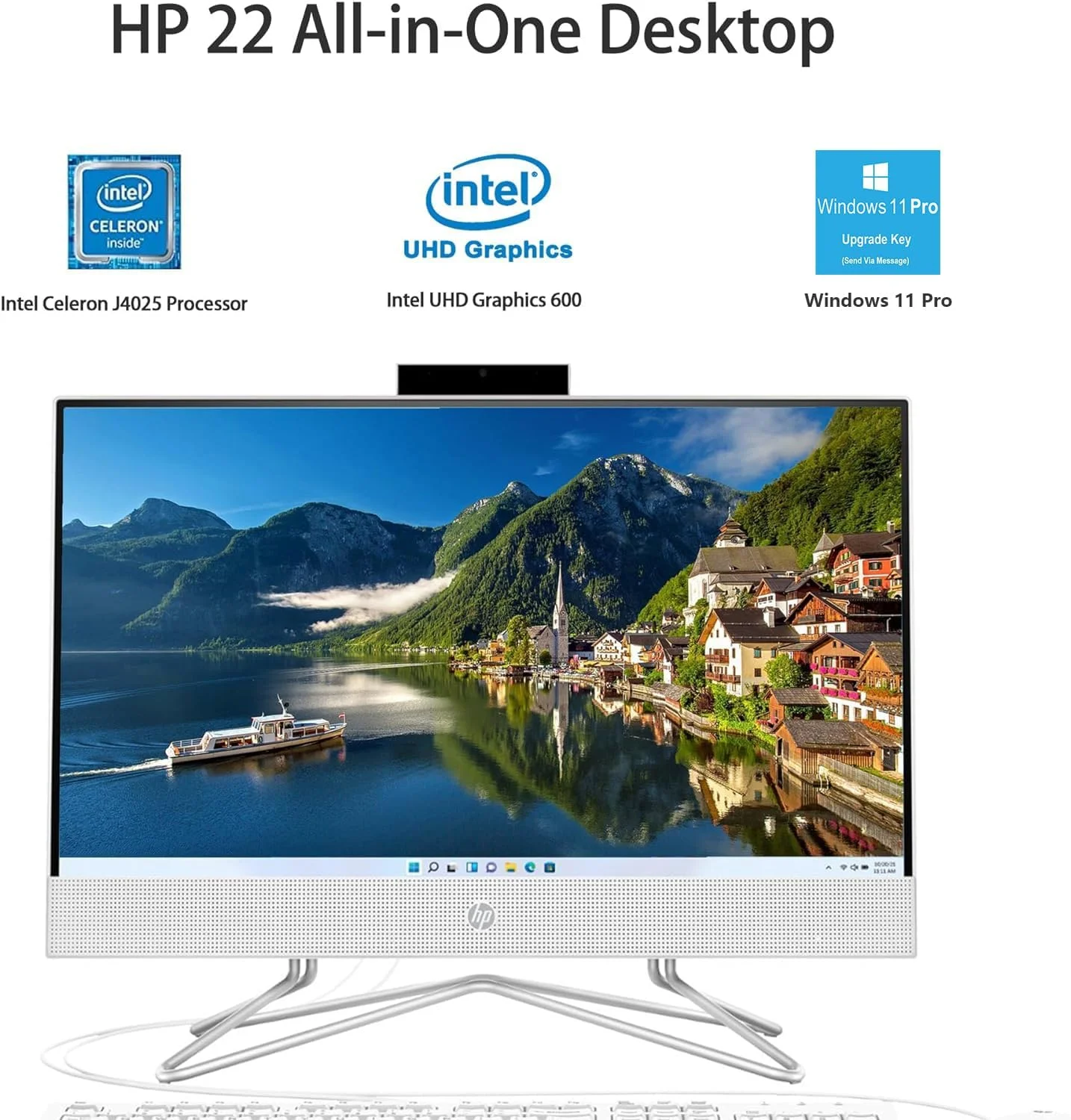 کامپیوتر رومیزی آل این وان 21.5 اینچی HP - با صفحه نمایش ضد تابش نور 1080P FHD، پردازنده Intel Celeron J4025، وب کم، WiFi 6، HDMI، ویندوز 11 پرو (16 گیگابایت رم | 512 گیگابایت SSD)
