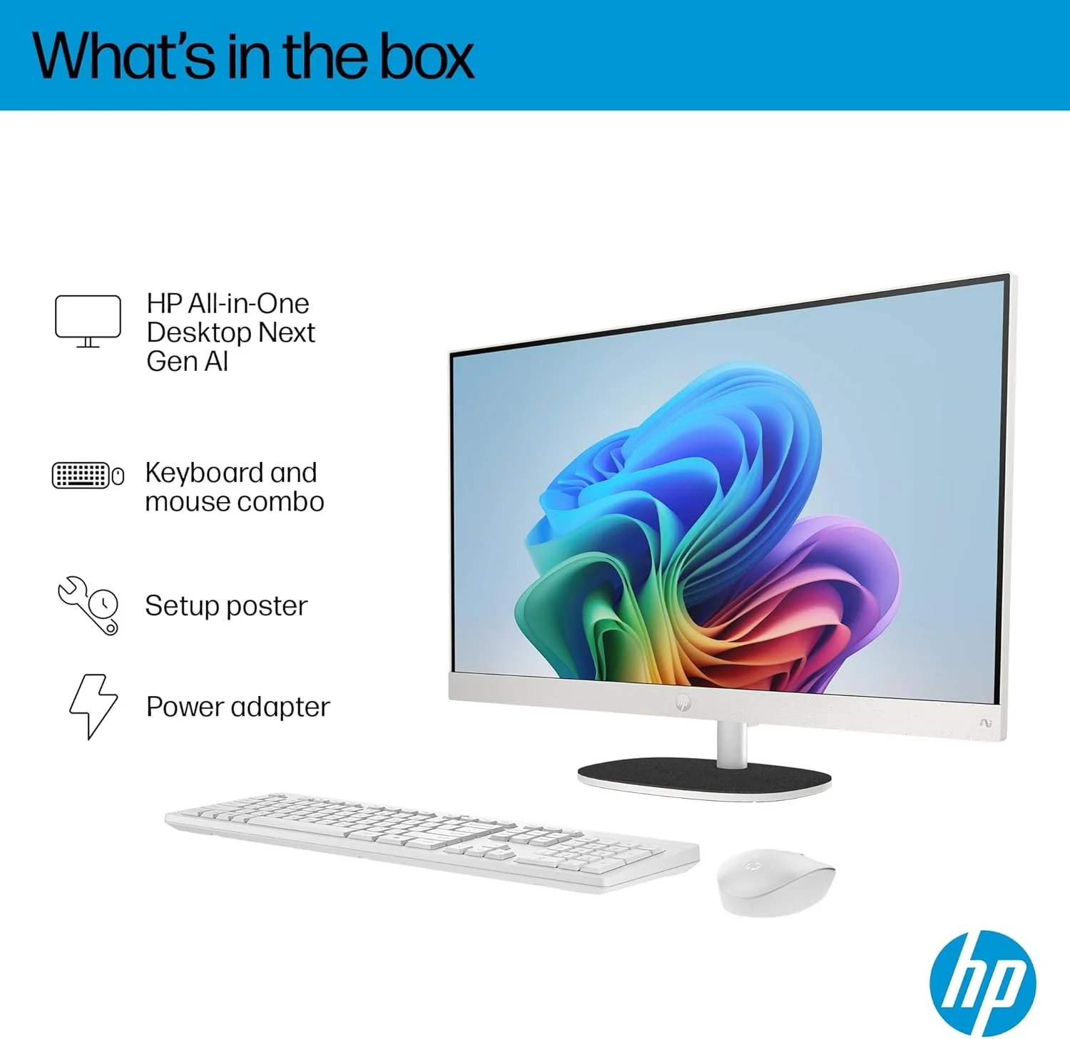کامپیوتر همه کاره HP مدل All-in-One Desktop AI 27-cr2000ne، صفحه نمایش 27 اینچی FHD، پردازنده Intel® Core™ Ultra 7-255U، رم 16 گیگابایتی DDR5، حافظه SSD 1 ترابایتی، Intel® AI Boost (12 NPU TOPS)، صفحه کلید انگلیسی/عربی، ویندوز 11، سفید صدفی [BZ6J2EA]