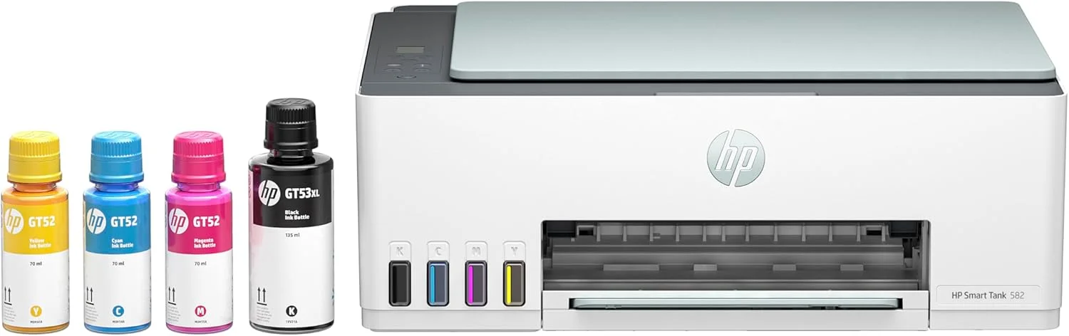 پرینتر چندکاره جوهرافشان بی سیم HP Smart Tank 582، پرینت، اسکن، کپی؛ تا 18000 صفحه سیاه و سفید یا 6000 صفحه رنگی - سبز [4A8D6A]