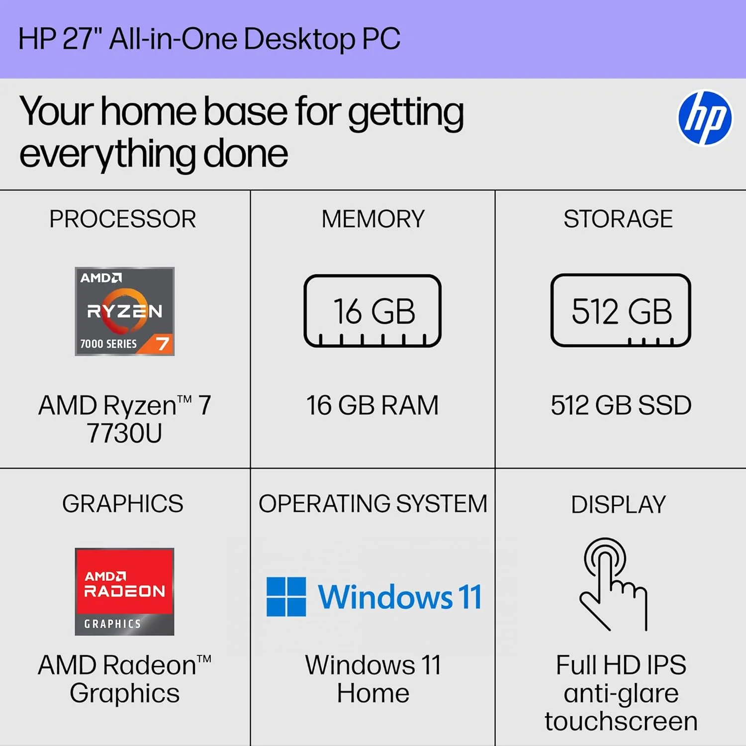 کامپیوتر رومیزی آل این وان 27 اینچی HP، صفحه لمسی FHD، AMD Ryzen 7 7730U، رم 16 گیگابایتی، SSD 512 گیگابایتی، گرافیک AMD Radeon، ویندوز 11 هوم، سفید صدفی، 27-cr0260 (2025) کامپیوتر رومیزی آل این وان 27 اینچی HP، صفحه لمسی FHD، AMD Ryzen 7 7730U، رم 16 گیگابایتی، SSD 512 گیگابایتی، گرافیک AMD Radeon، ویندوز 11 هوم، سفید صدفی، 27-cr0260 (2025)