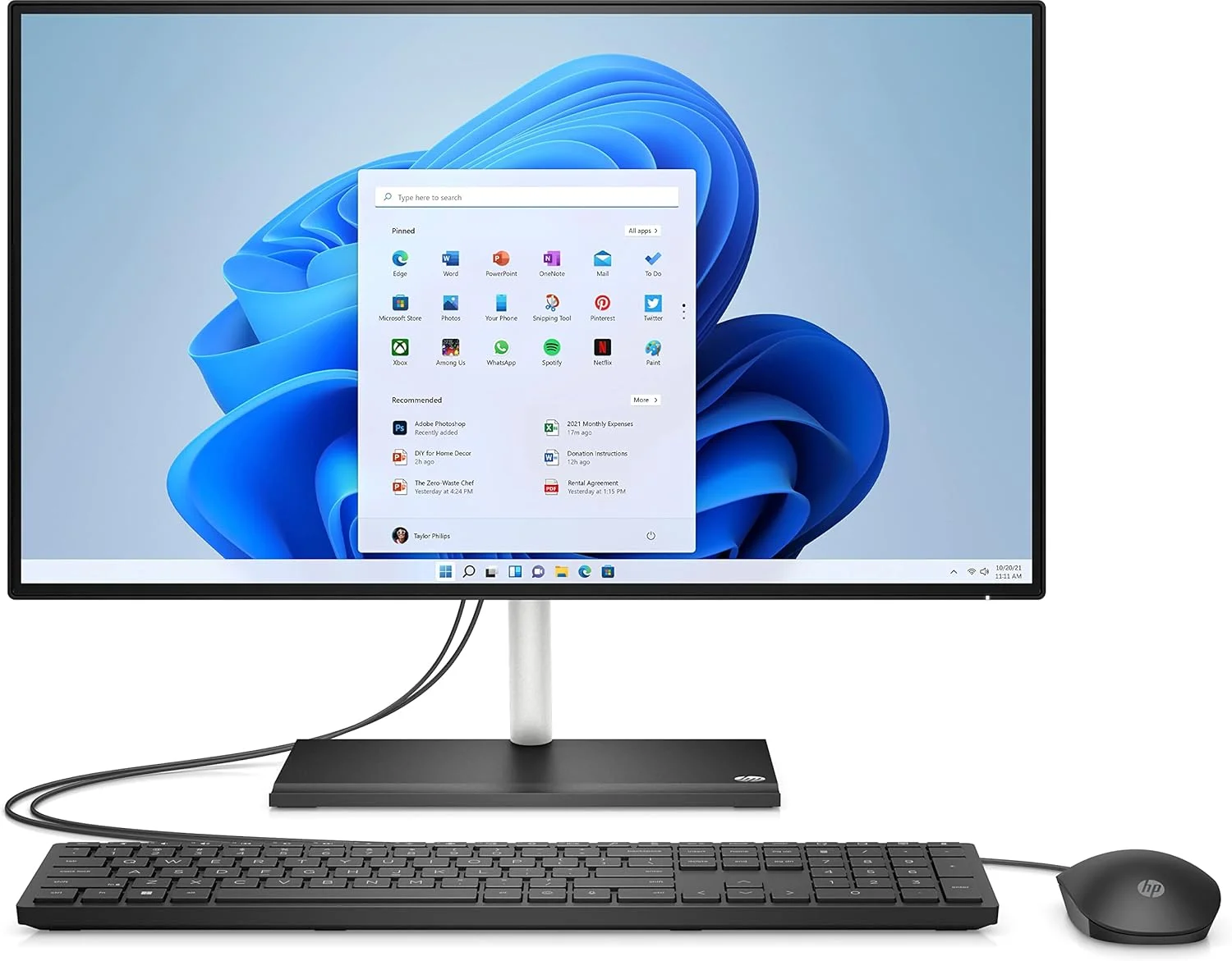 کامپیوتر همه کاره HP مدل All-in-One 24-cb1004ne Bundle، صفحه نمایش 23.8 اینچی FHD، پردازنده نسل دوازدهم Intel® Core™ i3، رم 4 گیگابایتی، حافظه SSD 256 گیگابایتی، گرافیک Intel® UHD، ویندوز 11 هوم، صفحه کلید En-Ar، مشکی جت - [6J7E8EA]