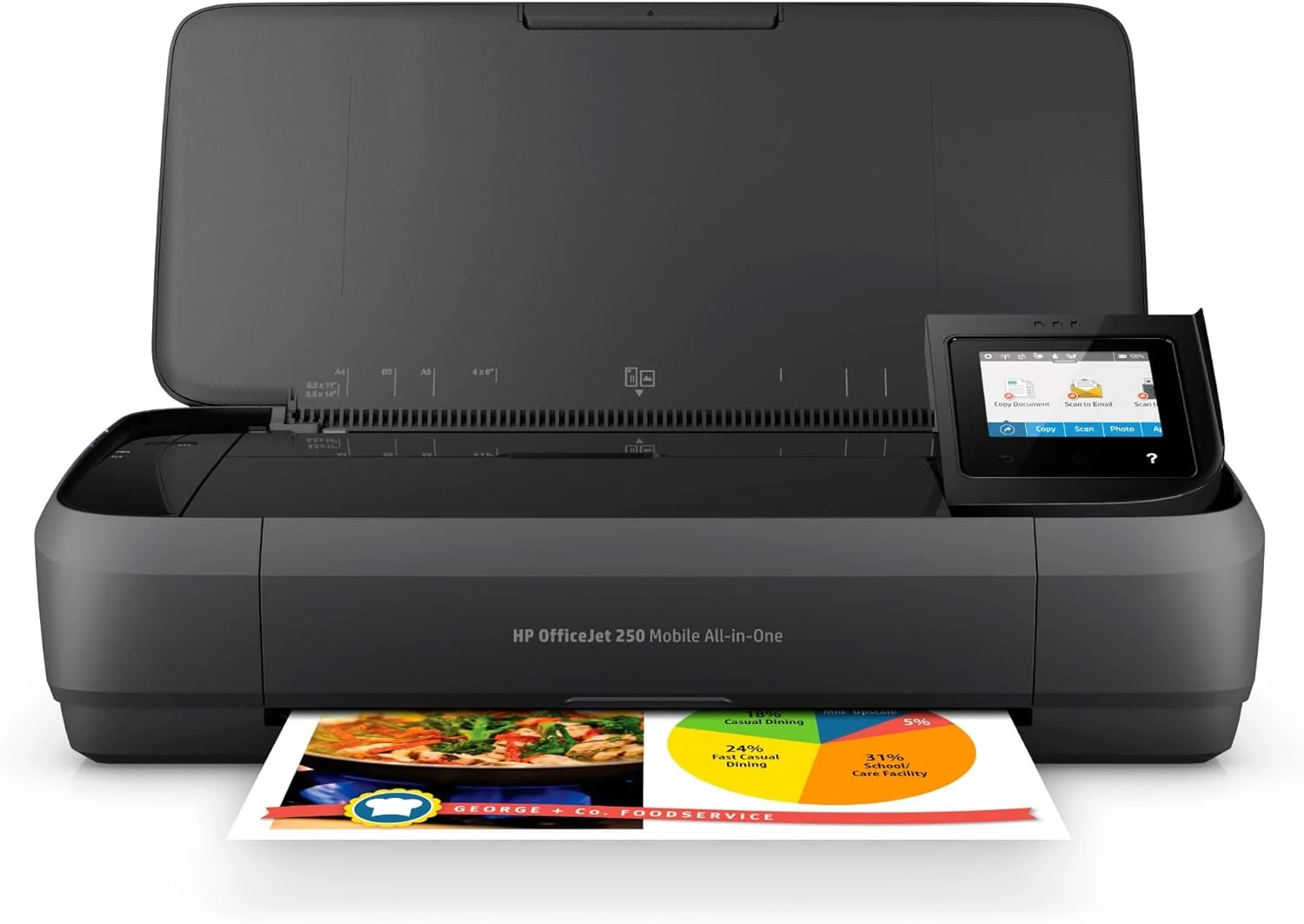 پرینتر قابل حمل همه کاره HP OfficeJet 250 با قابلیت چاپ بی سیم و موبایل، سازگار با الکسا (CZ992A) مشکی