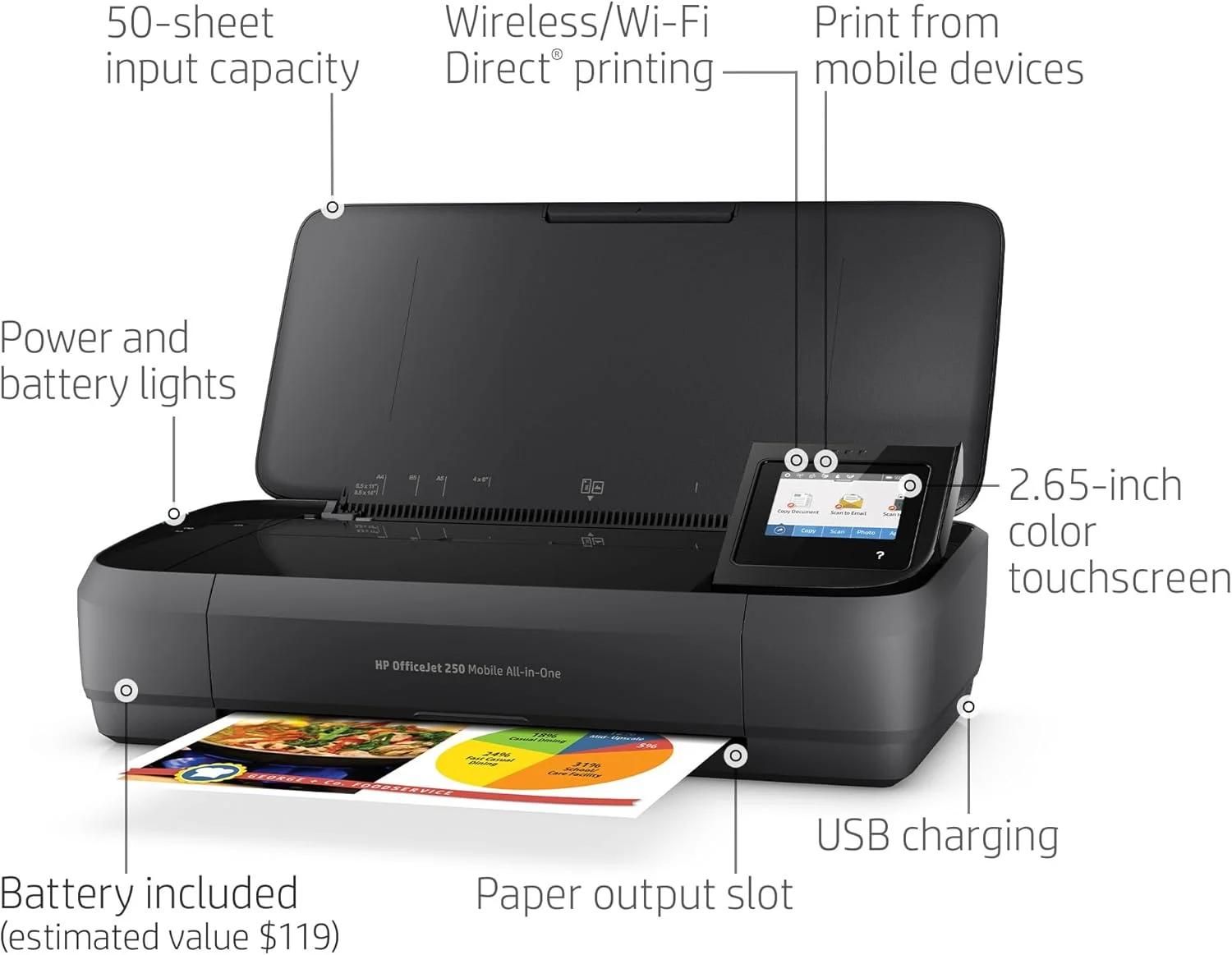 پرینتر قابل حمل همه کاره HP OfficeJet 250 با قابلیت چاپ بی سیم و موبایل، سازگار با الکسا (CZ992A) مشکی پرینتر قابل حمل همه کاره HP OfficeJet 250 با قابلیت چاپ بی سیم و موبایل، سازگار با الکسا (CZ992A) مشکی