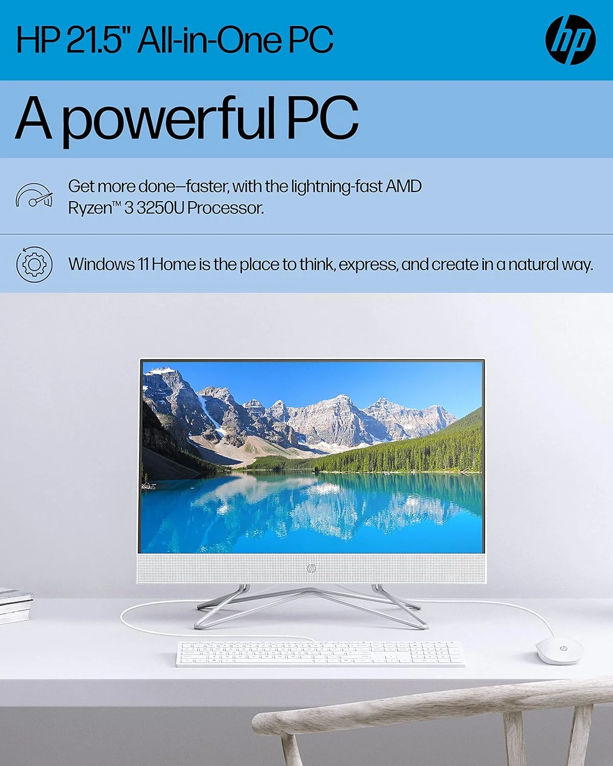 کامپیوتر رومیزی همه کاره HP، صفحه نمایش 21.5 اینچی Full HD Micro-Edge، پردازنده AMD Ryzen 3، گرافیک AMD Radeon، رم 8 گیگابایتی SDRAM، حافظه SSD 256 گیگابایتی، سیستم عامل Windows 11 Home، MU-MIMO، بلوتوث و Wi-Fi (22-dd0032، 2022) کامپیوتر رومیزی همه کاره HP، صفحه نمایش 21.5 اینچی Full HD Micro-Edge، پردازنده AMD Ryzen 3، گرافیک AMD Radeon، رم 8 گیگابایتی SDRAM، حافظه SSD 256 گیگابایتی، سیستم عامل Windows 11 Home، MU-MIMO، بلوتوث و Wi-Fi (22-dd0032، 2022)