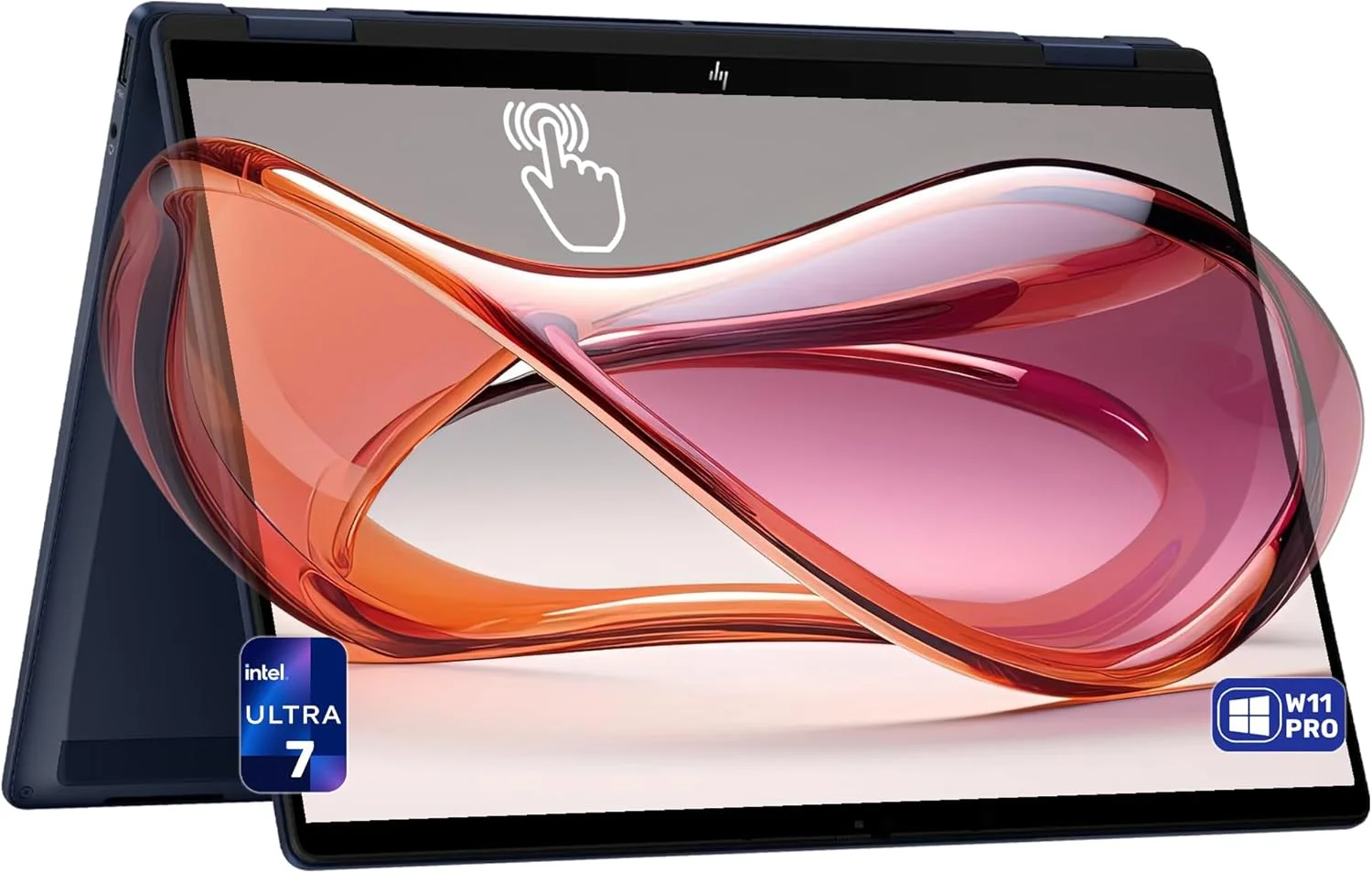 لپ تاپ 2 در 1 HP OmniBook X Flip Copilot+، پردازنده Intel Ultra 7-256V، رم 16 گیگابایتی LPDDR5x، حافظه SSD 1 ترابایتی PCIe، صفحه نمایش لمسی 14 اینچی 2K (1920x1200)، کارت گرافیک Intel Arc 140V، کیبورد با نور پس زمینه، ویندوز 11 پرو، آبی اتمسفری