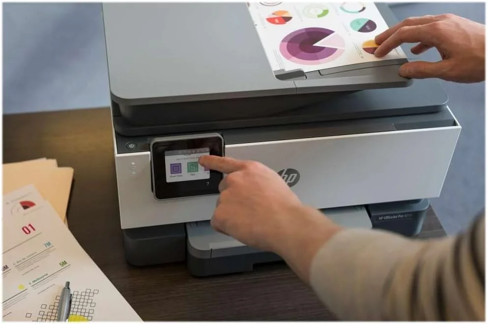 پرینتر چندکاره جوهرافشان بی‌سیم اچ پی Officejet Pro 9010، با Smart Tasks برای بهره‌وری هوشمندانه اداری (3UK83B)