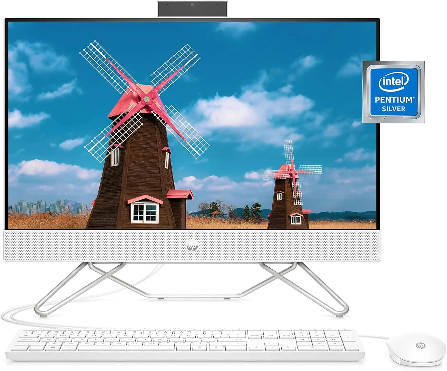 کامپیوتر همه کاره HP، پردازنده Intel Pentium Silver، گرافیک Intel UHD 605، رم 8 گیگابایتی SDRAM، حافظه SSD PCIe 256 گیگابایتی، نمایشگر Full HD، سیستم عامل Windows 11 Home، بلندگوهای کامپیوتر دوگانه، Wi-Fi (24-cb0120، 2022)