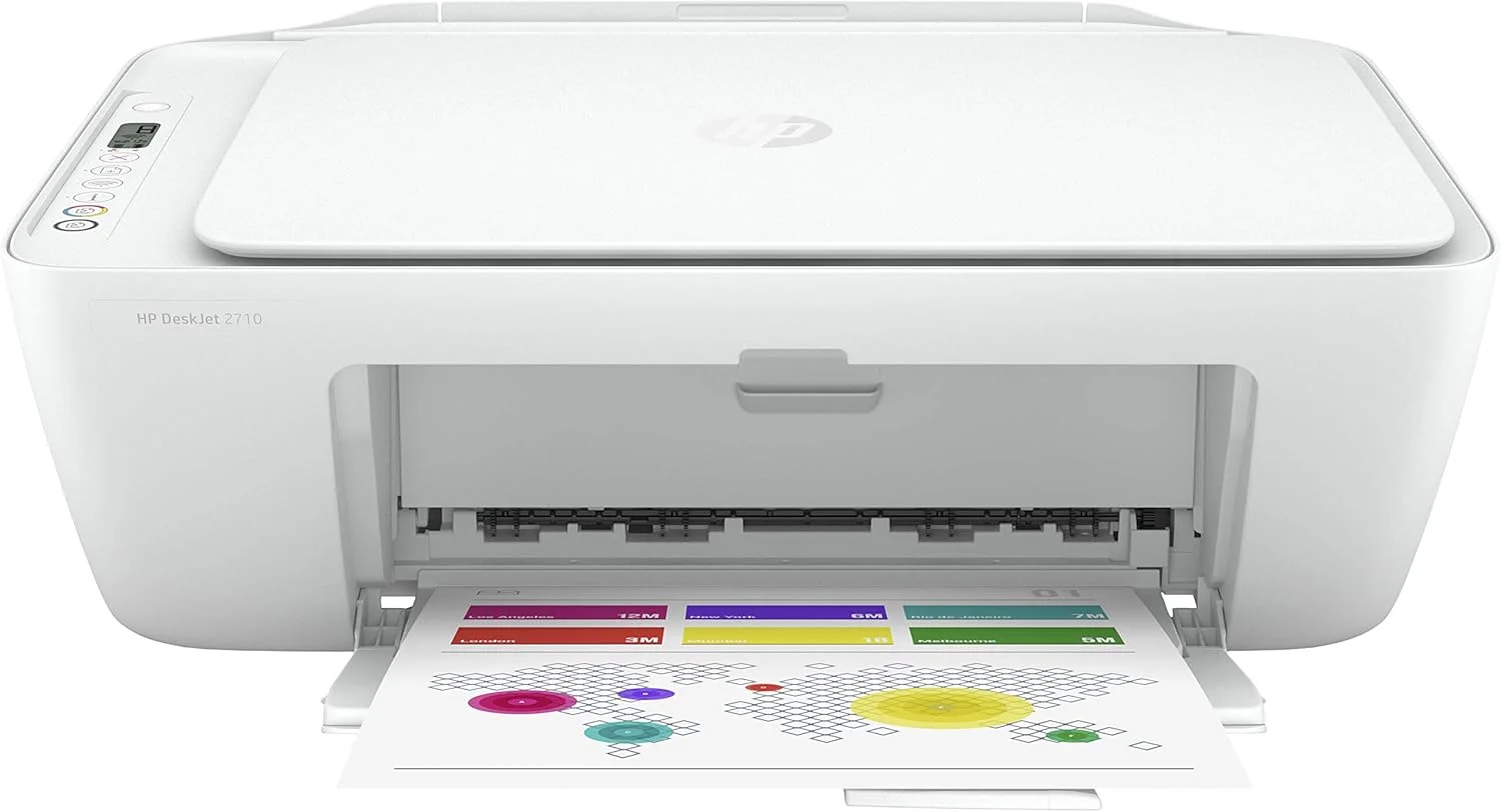 پرینتر چندکاره جوهرافشان HP DeskJet 2710 مدل 5AR83B با قابلیت چاپ بی‌سیم، اشتراک آزمایشی 2 ماهه Instant Ink، سفید