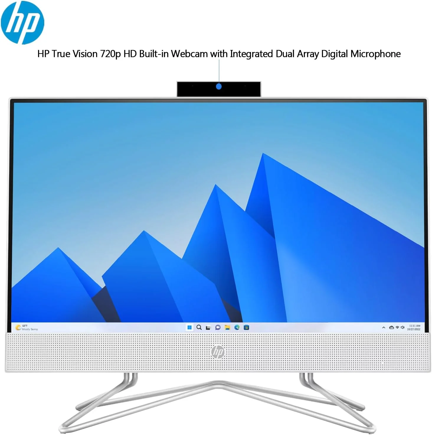کامپیوتر جدید آل این وان HP | نمایشگر 21.5 اینچی FHD ضد انعکاس نور | رم 32 گیگابایتی | 1 ترابایت SSD (512 گیگابایت PCIe و P500 500 گیگابایت اکسترنال) | پردازنده دو هسته ای اینتل | اترنت (RJ-45) | HDMI | وب کم | ویندوز 11 پرو