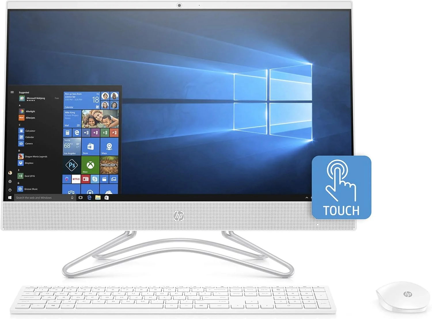 کامپیوتر همه کاره HP مدل All-In-One 24-f0002ne - پردازنده Intel Core i7-8700K، صفحه لمسی 23.8 اینچی، 1 ترابایت، 8 گیگابایت رم، کارت گرافیک 2 گیگابایتی VGA-Geforce MX110، کیبورد انگلیسی-عربی، ویندوز 10، سفید