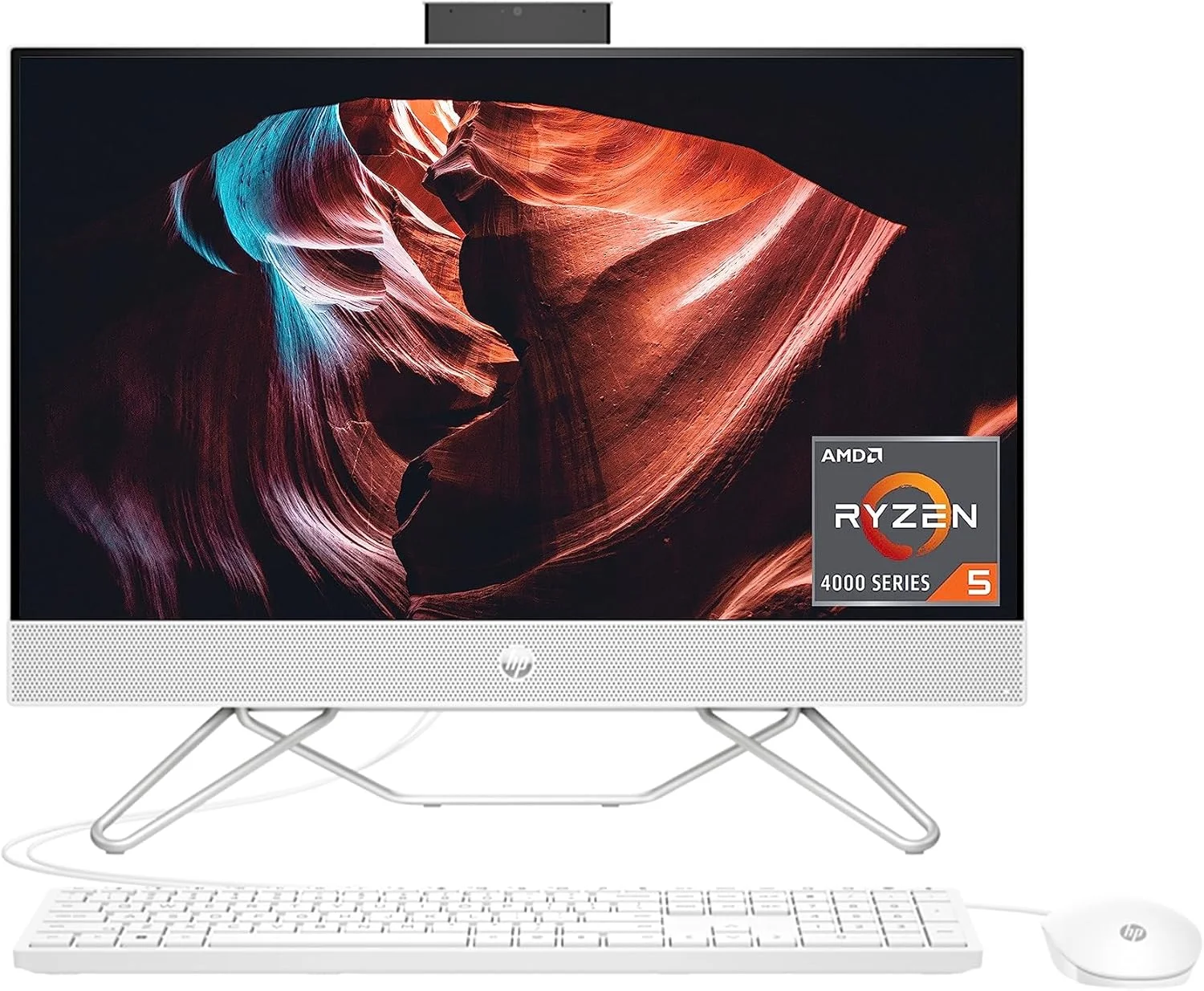 کامپیوتر همه کاره HP، صفحه نمایش لمسی 23.8 اینچی FHD Micro-Edge، پردازنده AMD Ryzen 5، گرافیک AMD Radeon، رم 12 گیگابایتی، SSD 512 گیگابایتی، سیستم عامل Windows 11 Home، Wi-Fi (24-cb1142، 2022)