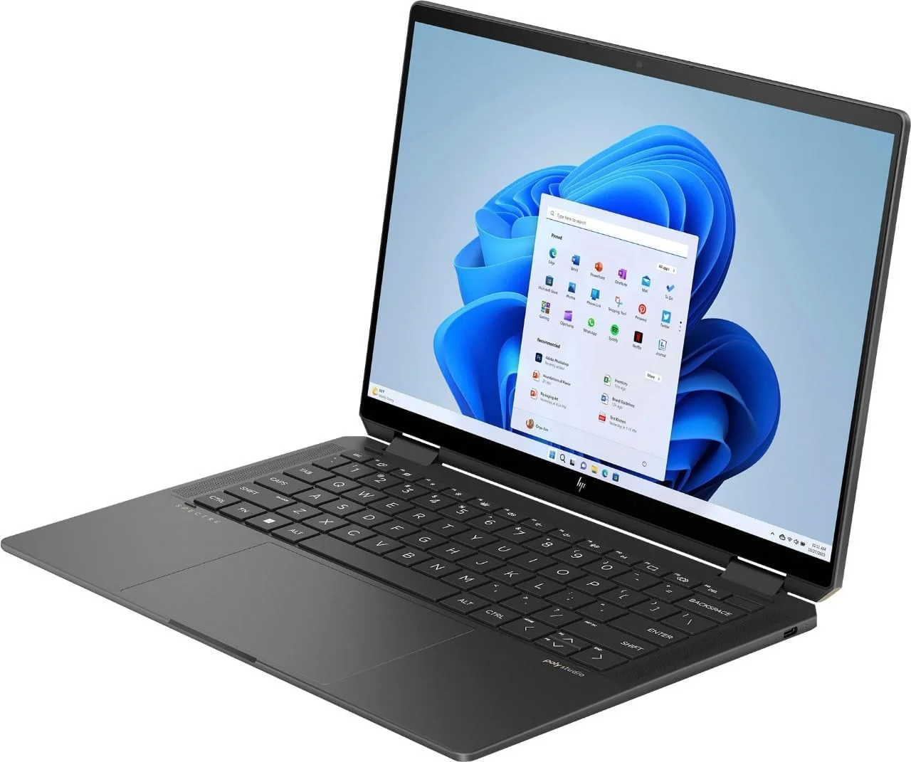 لپ تاپ 2 در 1 HP Spectre x360 با صفحه نمایش لمسی 14 اینچی 2.8K UWVA OLED، پردازنده Intel Evo Core Ultra 7 155H، 16 هسته ای، 16 گیگابایت رم، 1 ترابایت SSD، ویندوز 11، صفحه کلید انگلیسی، مشکی شب، حسگر اثر انگشت